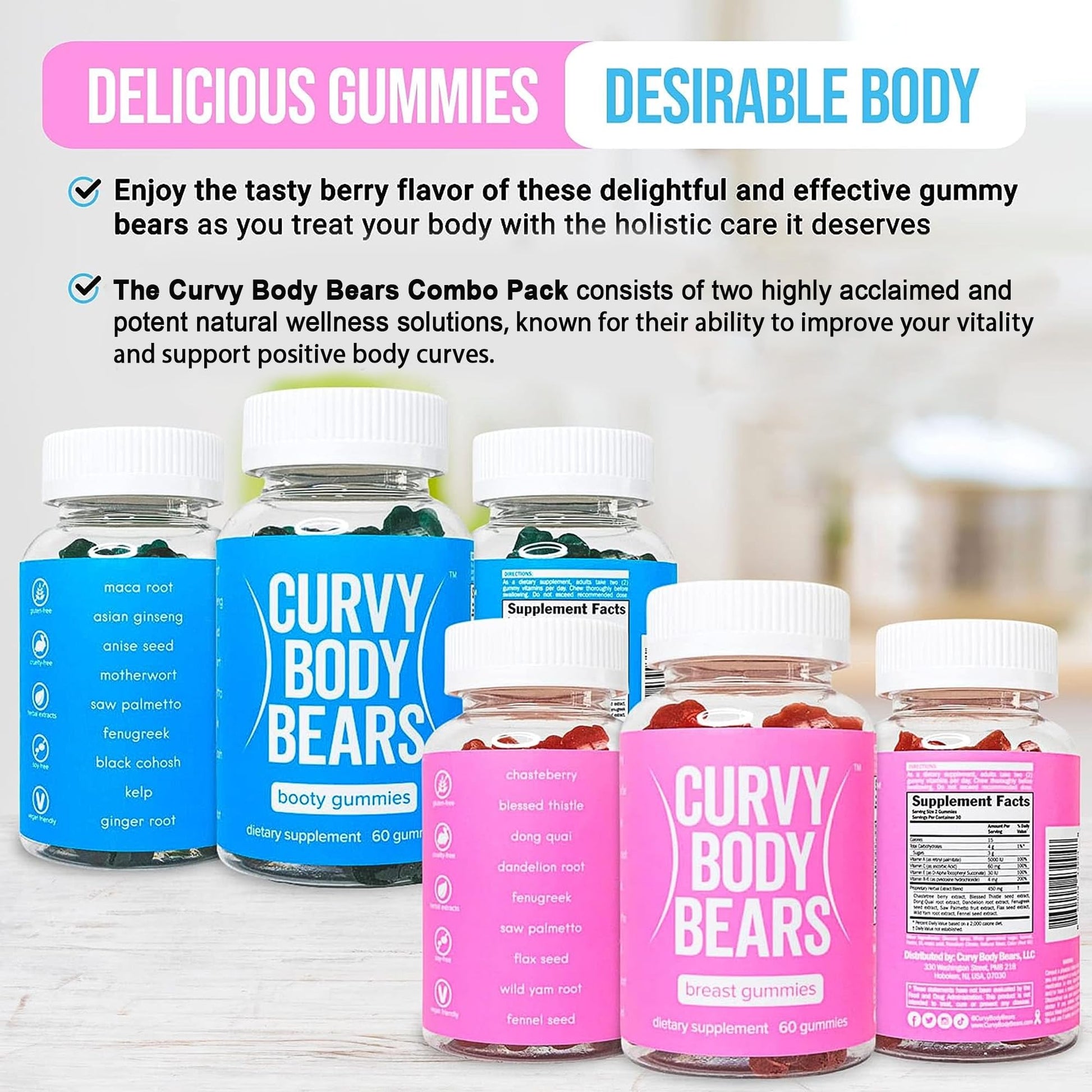 Curvy Body Bears Gummies Combo Pack - Chest and Bum Gummies - Workout Aid Curvy Body Bears Au supplements