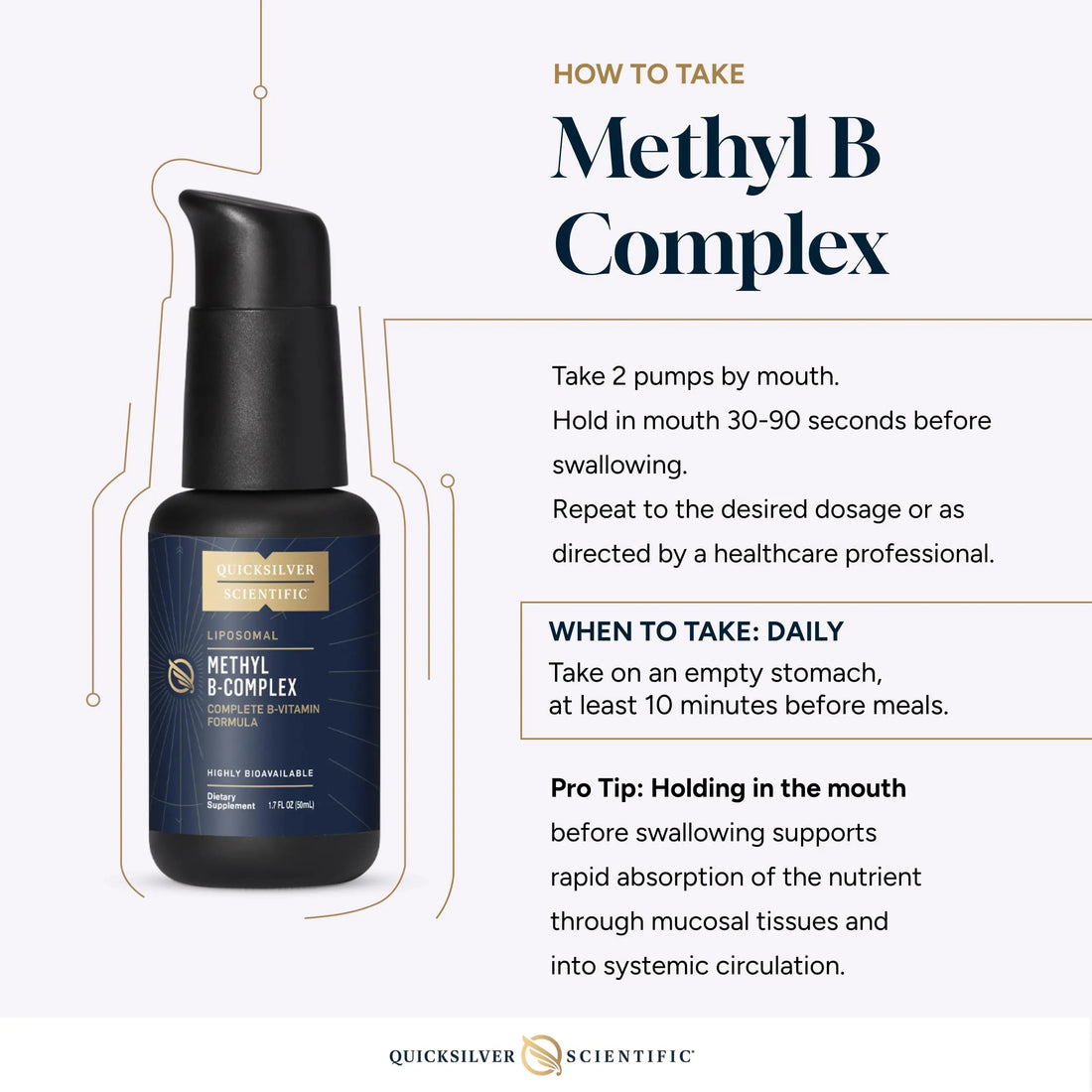 Quicksilver Scientific Methyl B Complex - Liquid Vitamin with Superior Liposomal Absorption of Vitamin B12, Folate, Vitamin B6, Riboflavin, Biotin, Pantothenic Acid, Vitamin B1, Niacin (50 ml) Quicksilver Scientific Au supplements
