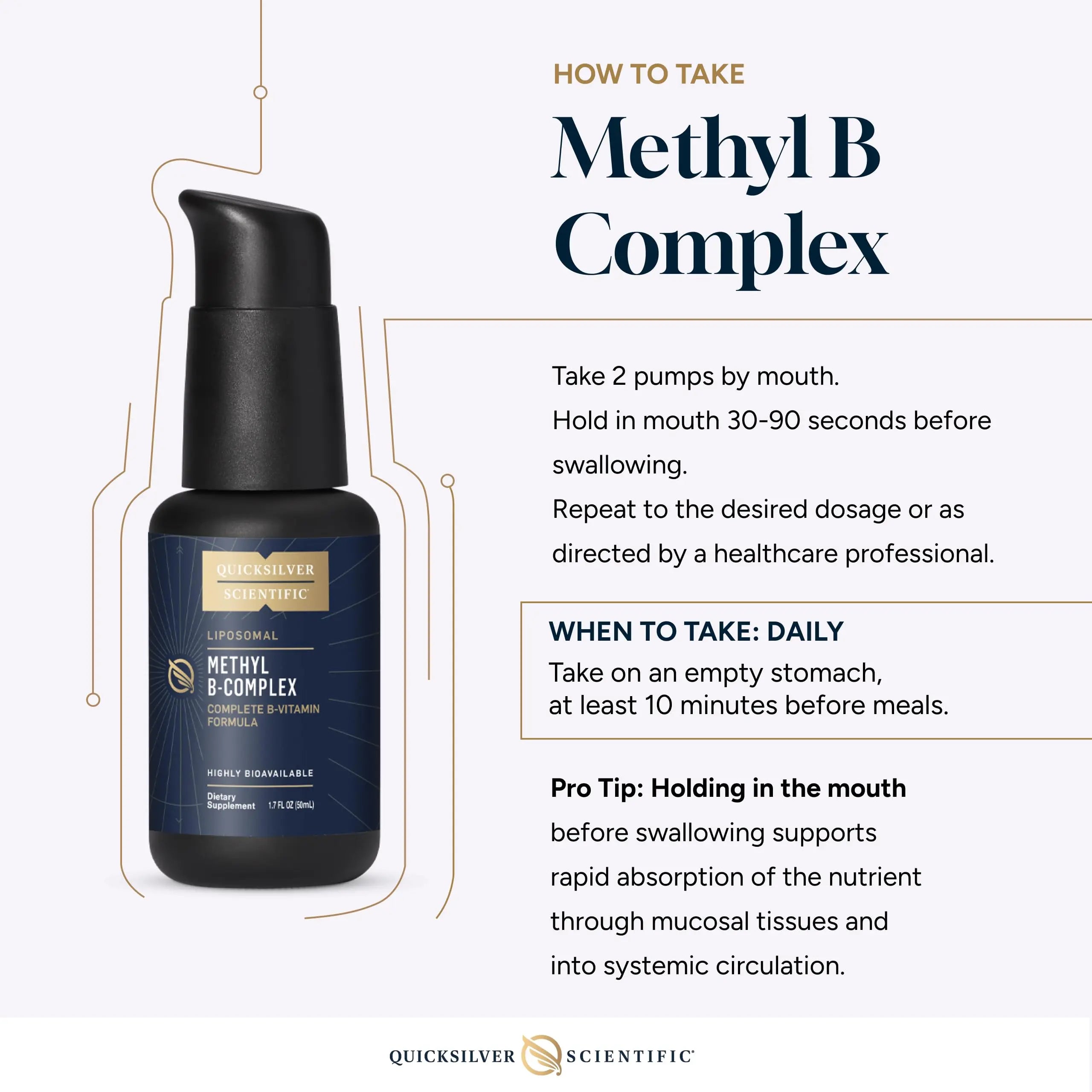 Quicksilver Scientific Methyl B Complex - Liquid Vitamin with Superior Liposomal Absorption of Vitamin B12, Folate, Vitamin B6, Riboflavin, Biotin, Pantothenic Acid, Vitamin B1, Niacin (50 ml) Quicksilver Scientific Au supplements