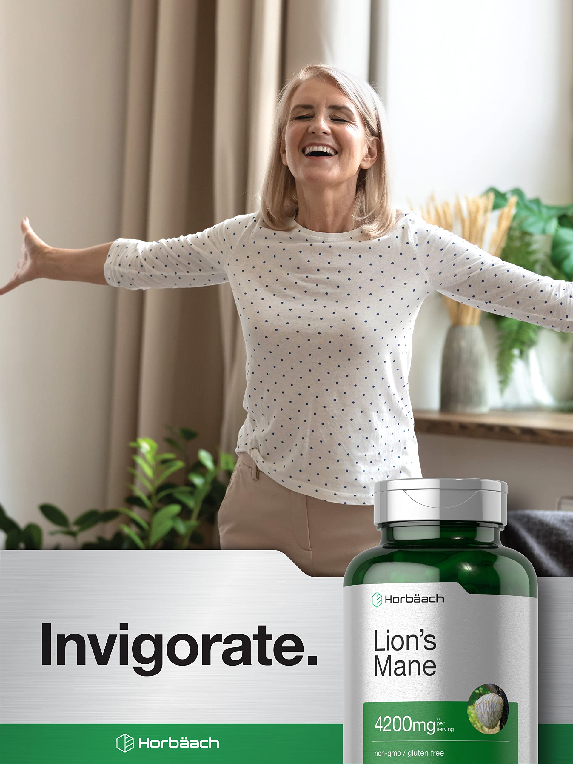 Horbäach Lions Mane Mushroom Extract | 4200mg | 120 Capsules | Vegetarian Horbäach Au supplements