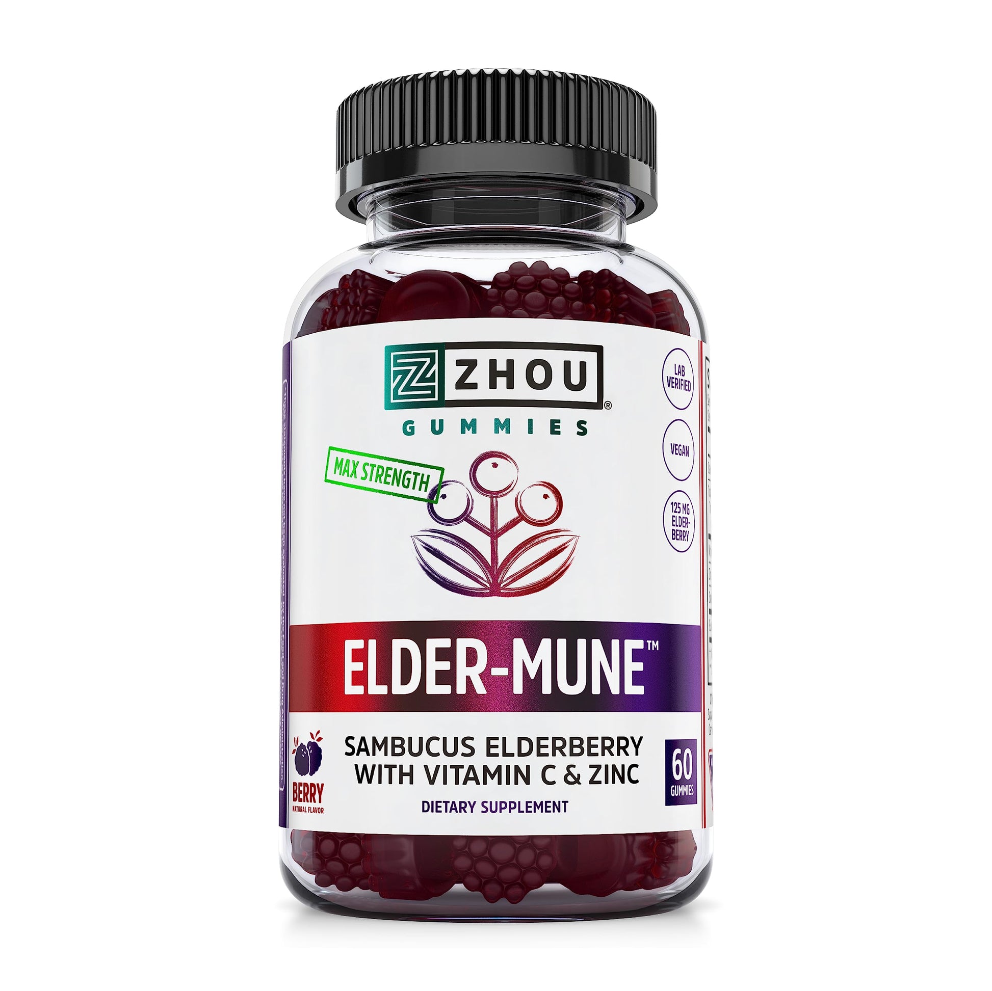 Zhou Nutrition Elder-Mune Sambucus Elderberry Gummies with Zinc and Vitamin C Zhou Nutrition Au supplements