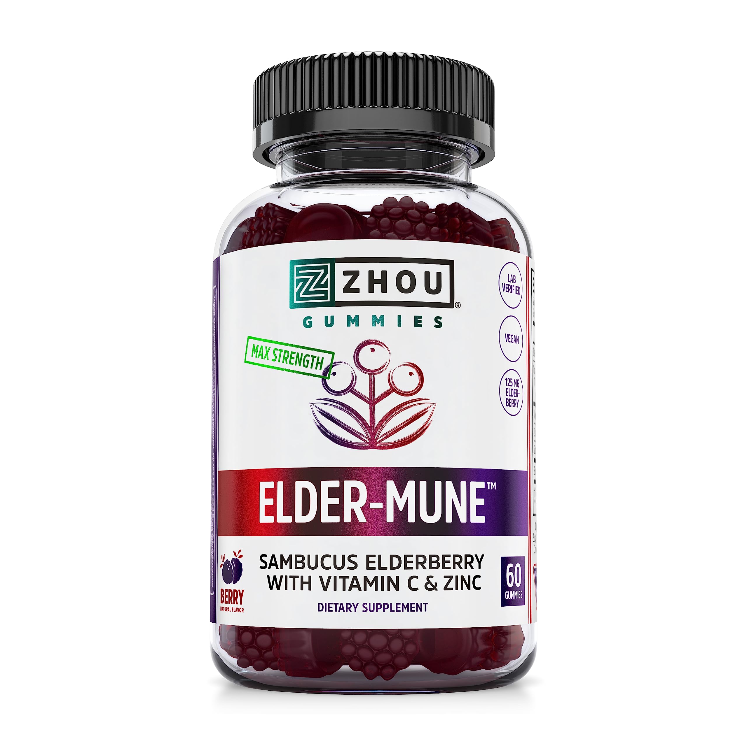 Zhou Nutrition Elder-Mune Sambucus Elderberry Gummies with Zinc and Vitamin C Zhou Nutrition Au supplements