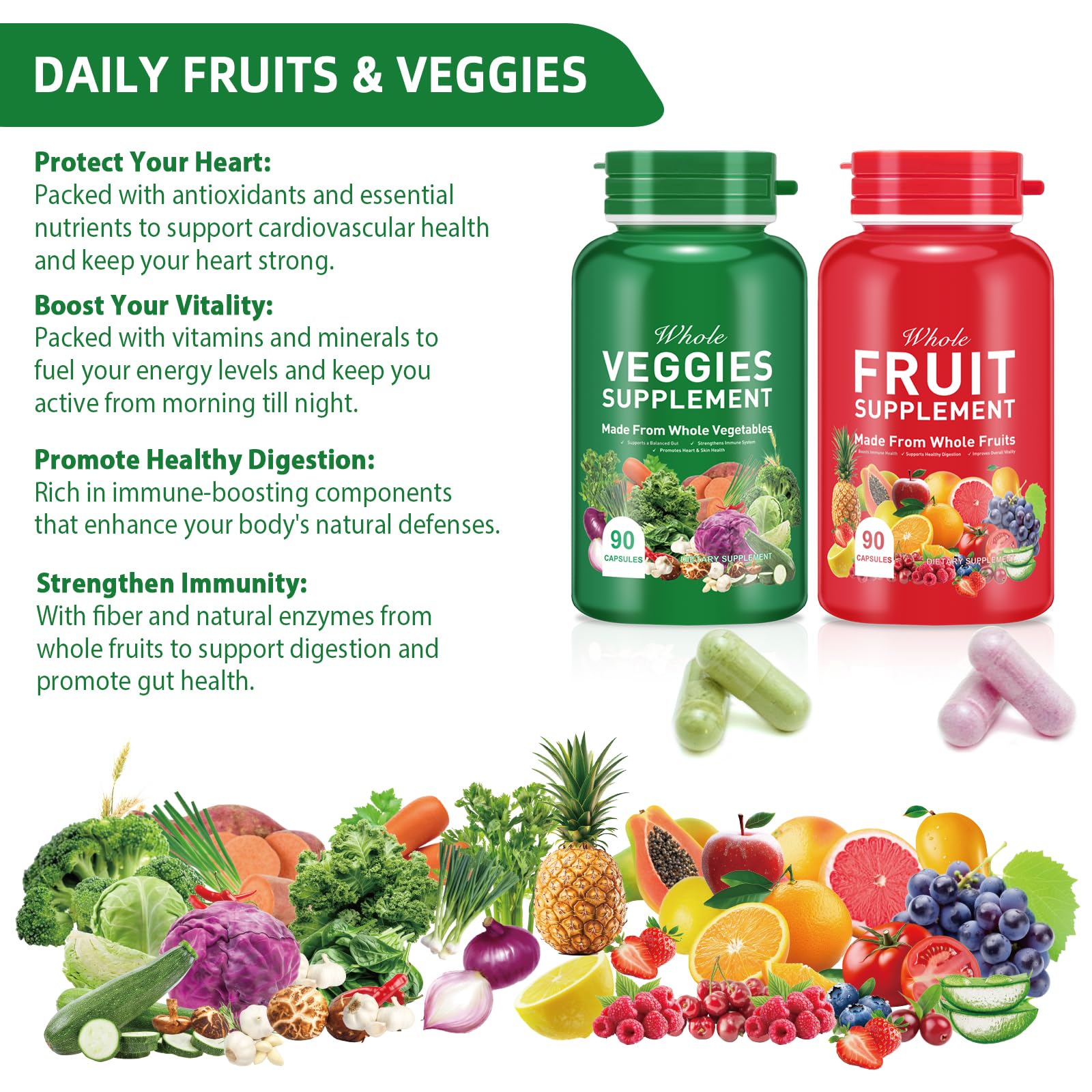 Ruduwu Fruit Capsules - 100% Whole Natural Fruits Supplements - Vitamins Supplement Dietary Nutritional Balance,Whole Food Supplement Ingredients Blended Vitamin & Mineral Ruduwu Au supplements