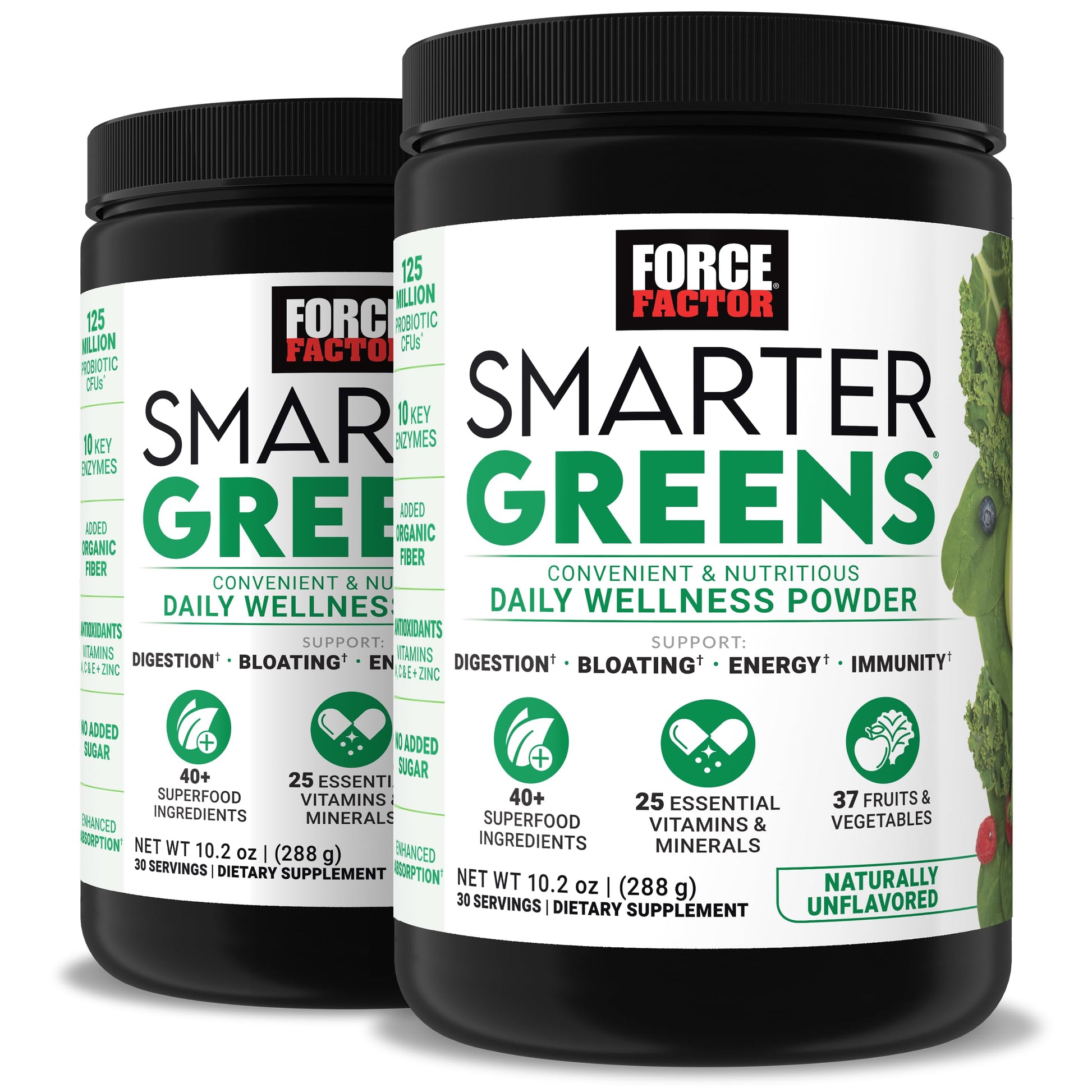 Force Factor Smarter Greens Daily Wellness Powder 2-Pack to Support Energy, Immunity & Digestion, Superfood Greens Powder with Vitamins, Minerals & Probiotics, Unflavored, 60 Servings Force Factor Au supplements