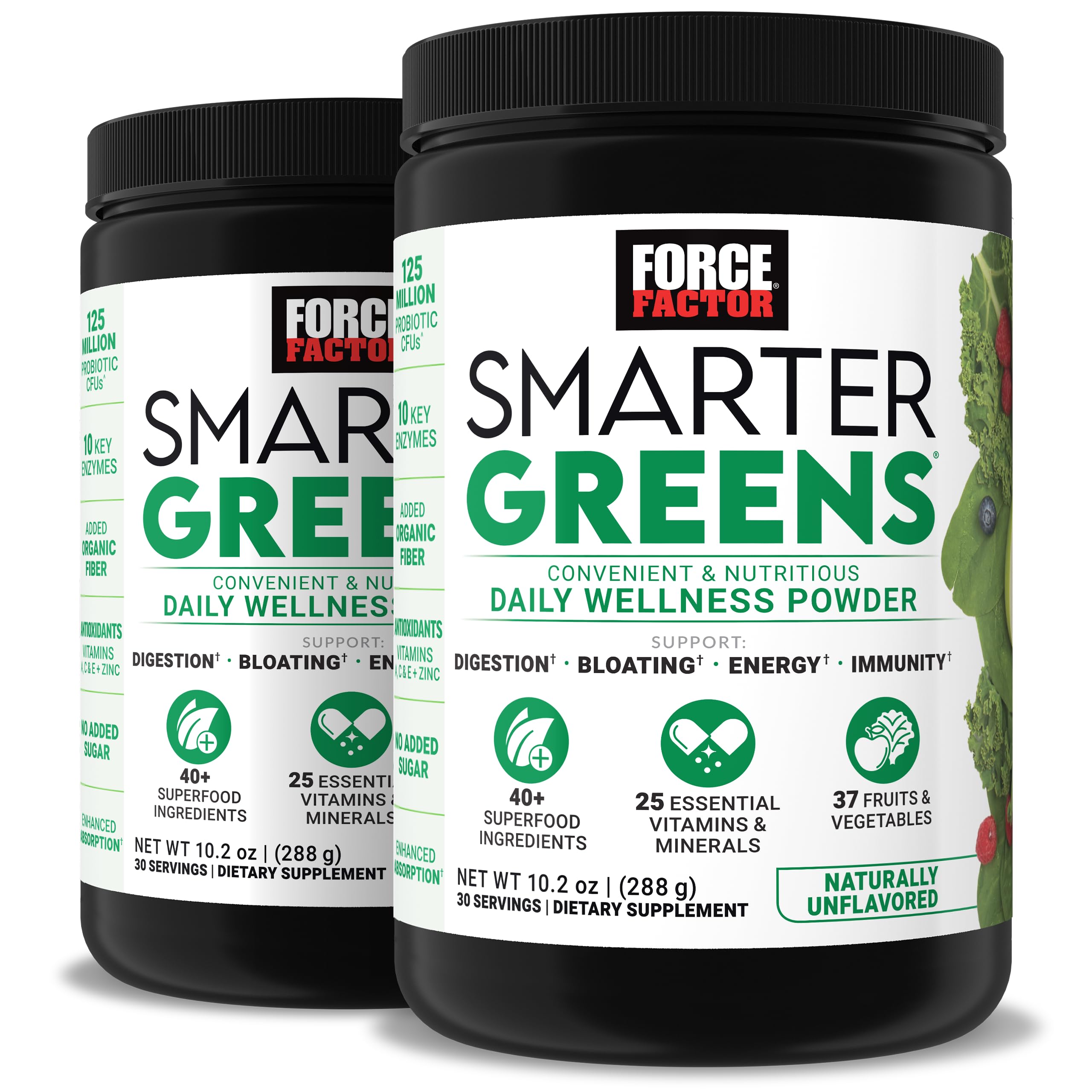 Force Factor Smarter Greens Daily Wellness Powder 2-Pack to Support Energy, Immunity & Digestion, Superfood Greens Powder with Vitamins, Minerals & Probiotics, Unflavored, 60 Servings Force Factor Au supplements