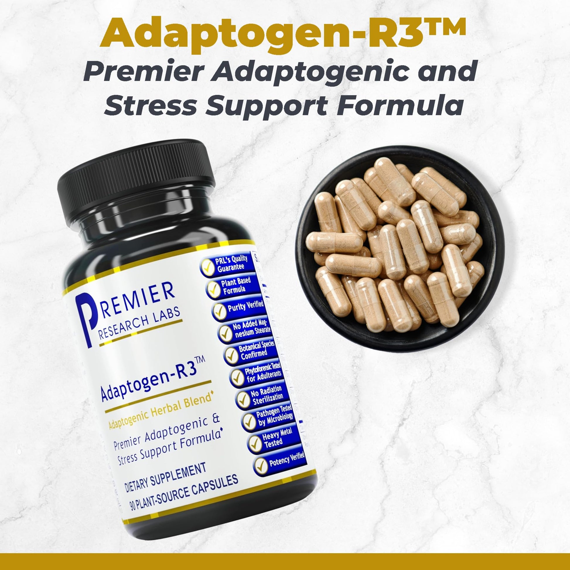 Premier Research Labs Adaptogen-R3 Supplement - Rhodiola Rosea Supplement with Maca Root, Adaptogen Complex for Stress, Heart & Metabolic Health - 90 Vegetarian Capsules Premier Research Labs Au supplements