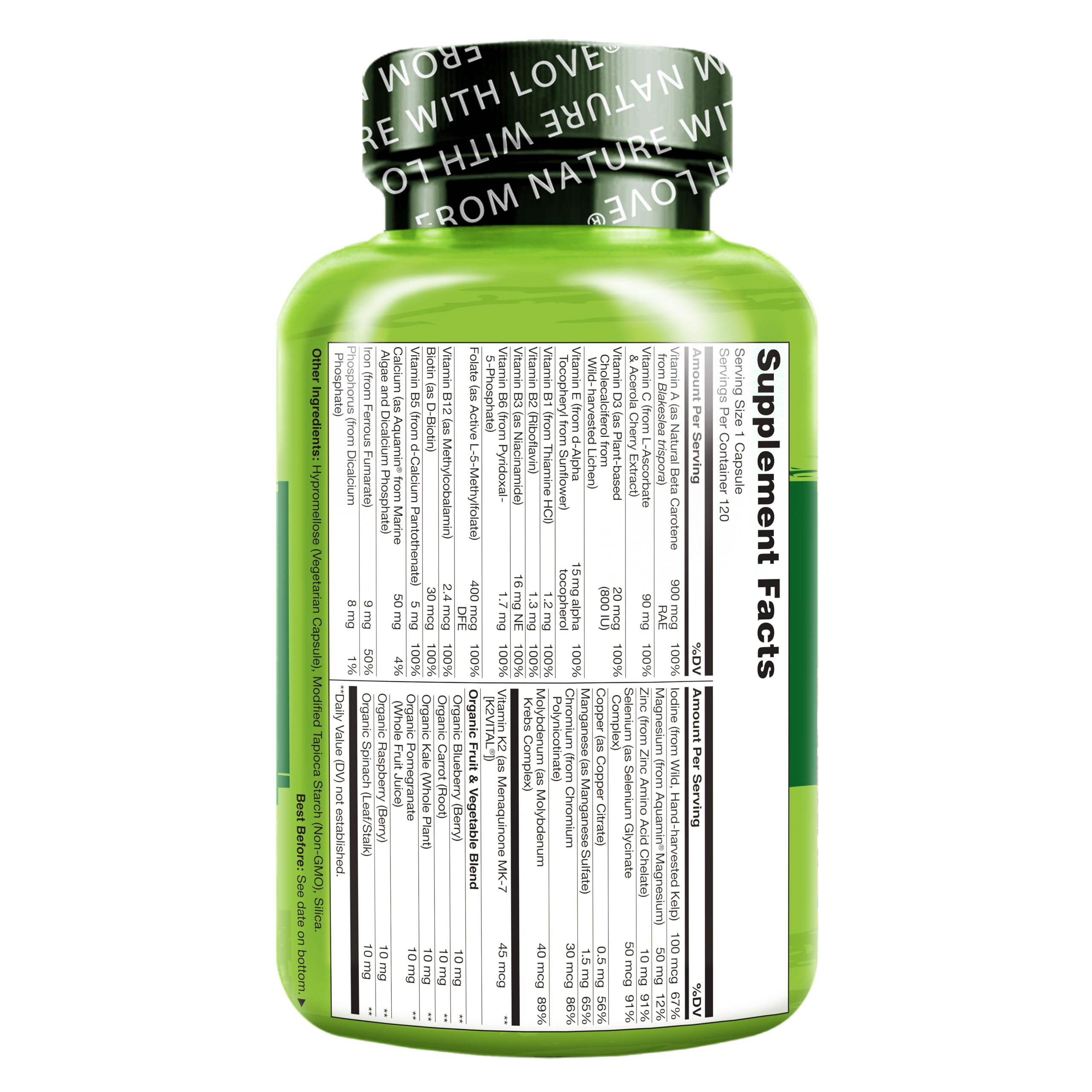 NATURELO One Daily Multivitamin for Women w/Vitamin B12, 120 Ct, Energy Support, Whole Food Daily Women Multivitamin Supplement NATURELO Au supplements