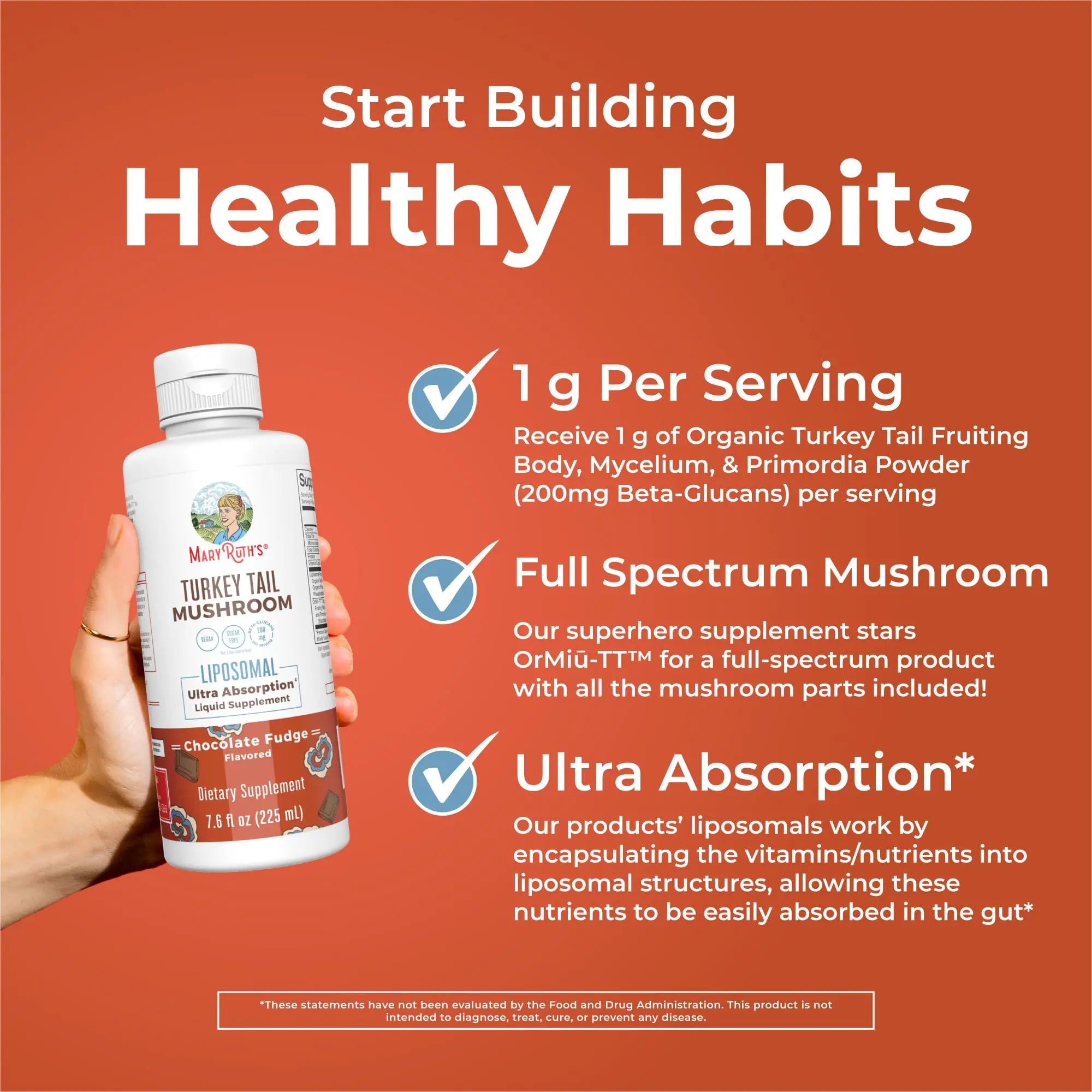 MaryRuth Organics Turkey Tail Mushroom Supplement | Ultra Absorption Liposomal | Full Spectrum | 200mg Beta-Glucans Per Serving | Vegan | 7.6 oz | 15 Servings MARYRUTH'S Au supplements