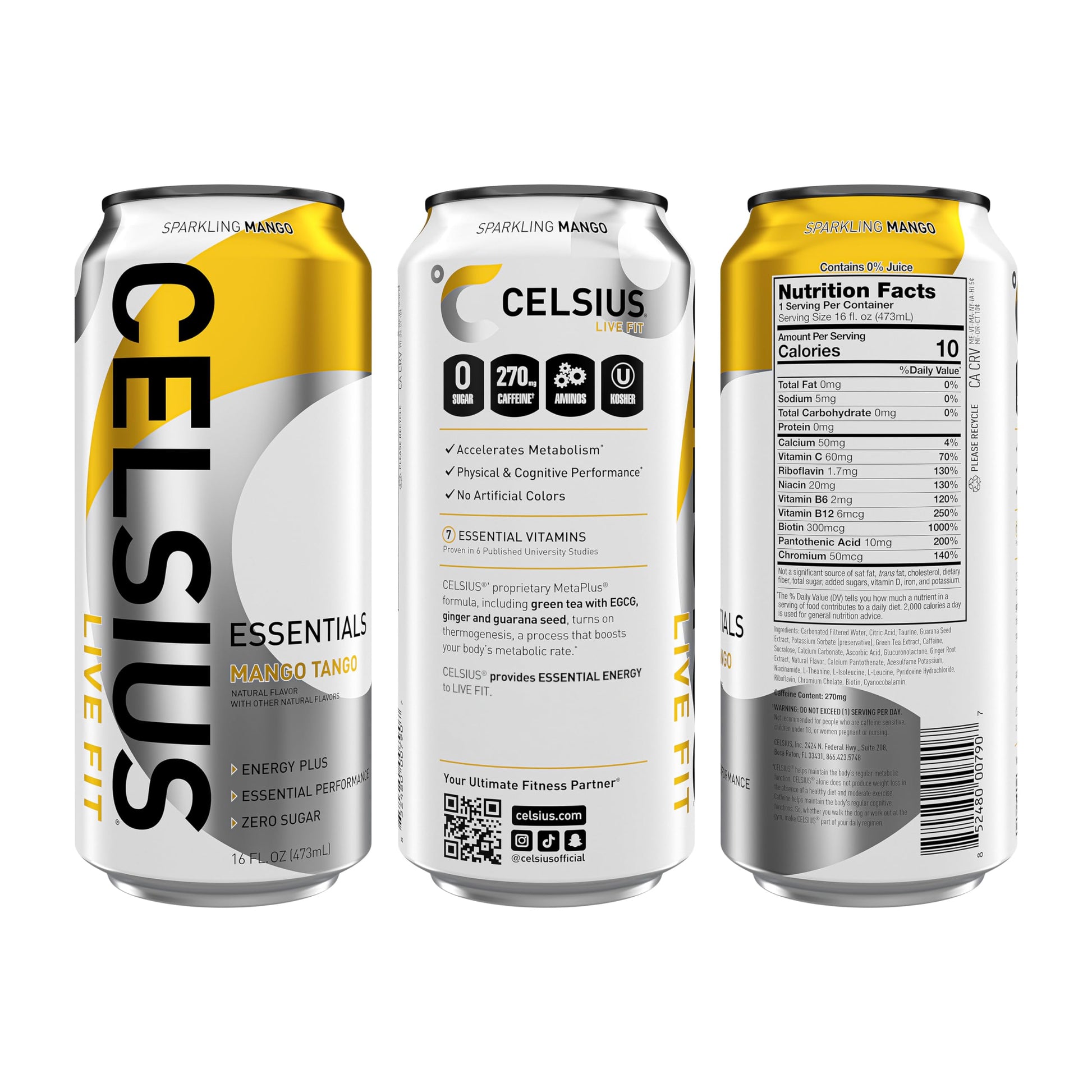 CELSIUS ESSENTIALS, Sparkling Mango Tango, Performance Energy Drink 16 Fl Oz CELSIUS Au supplements