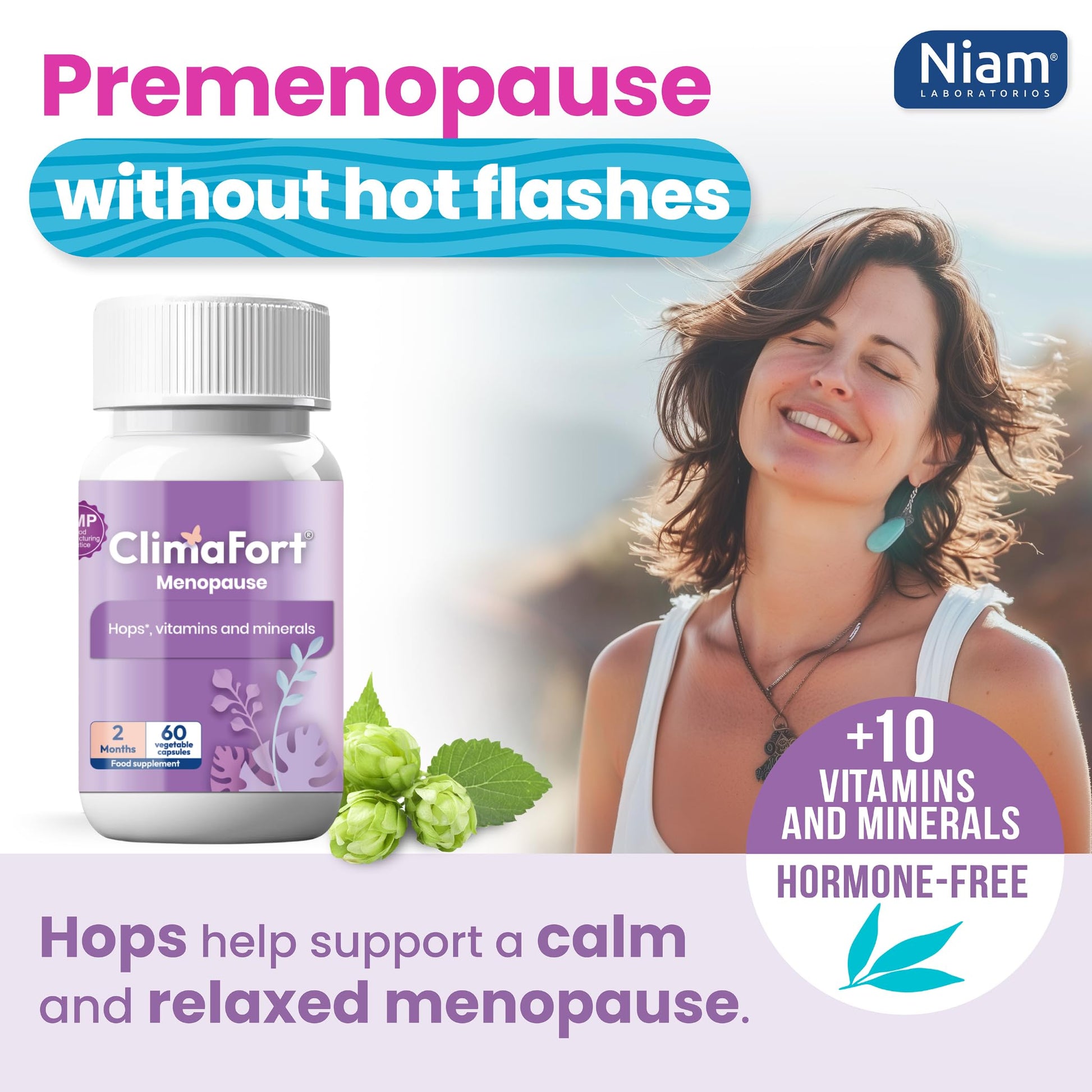 Climafort 60 Day Supply | Menopause Relief Pills | Natural Relief for Hot Flashes, Night Sweats, Mood Swings & Hormone Balance | Hops, Vitamins, and Minerals | 1 Capsule Daily Climafort Au supplements