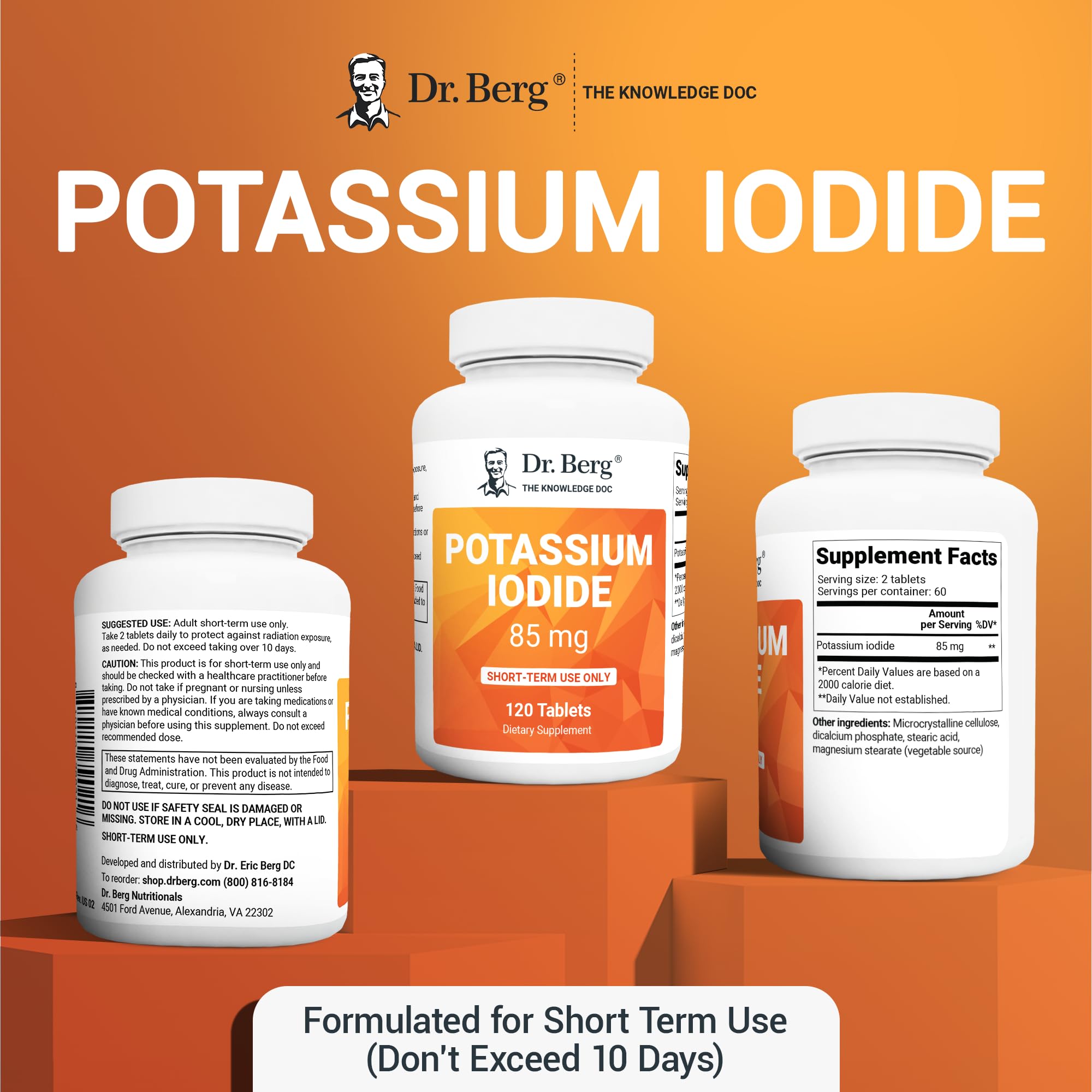 Dr. Berg's Incredible Potassium Iodide Tablets - Now 120 Tablets with a Smaller Easy Dr. Berg Nutritionals Au supplements