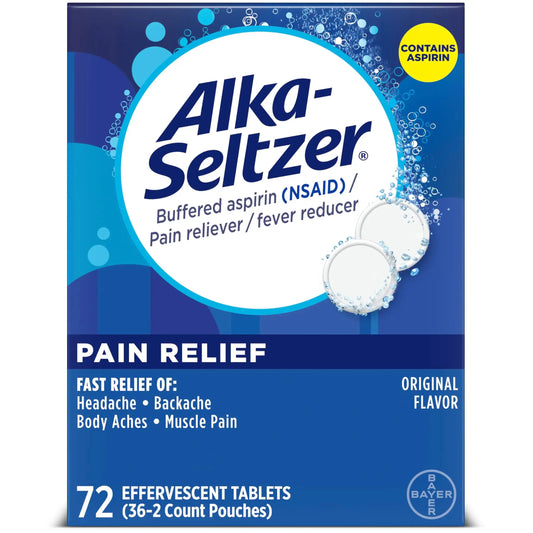 Alka-Seltzer Pain Relief, Aspirin Effervescent Tablets for Fast Pain Relief, 72 Ct Alka-SeltzerAU supplements