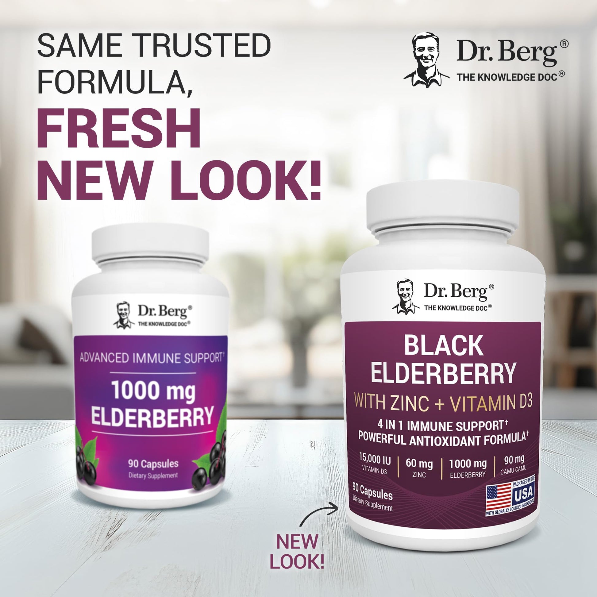 Dr. Berg Black Elderberry Capsules (Advanced Immune Support*) with 15,000 IU Vitamin D, 60 mg of Zinc, & 90 mg of Camu Camu - (4-in-1) Sambucus Elderberry Immune Support Supplement - 90 Capsules Dr. Berg Nutritionals Au supplements