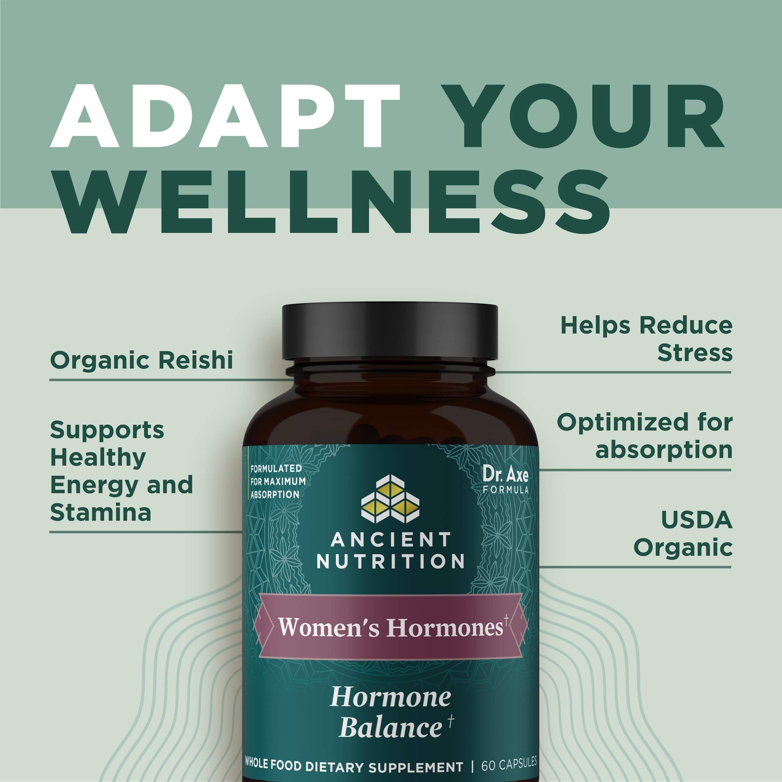 Ancient Nutrition Women's Hormones, Helps Reduce Stress, Supports Energy, Hormone Balance, Gluten Free, Paleo and Keto Friendly, 60 Capsules Ancient Nutrition Au supplements