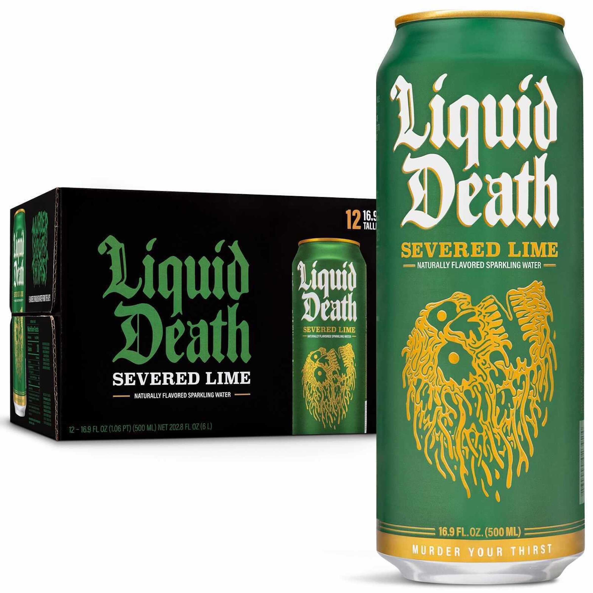 Liquid Death Flavored Sparkling Water with Agave, Severed Lime, 16.9 oz Tallboys (12-Pack) Liquid Death Au supplements