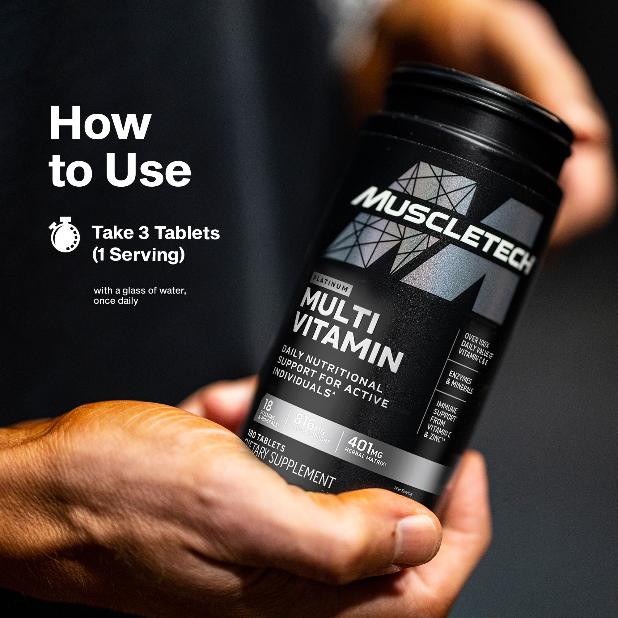 MuscleTech Platinum Multivitamins for Men & Women - Multi-Vitamin Supplement for Immune Support - 18 Vitamins & Minerals, Vitamin A C D E B6 B12 MuscleTech Au supplements