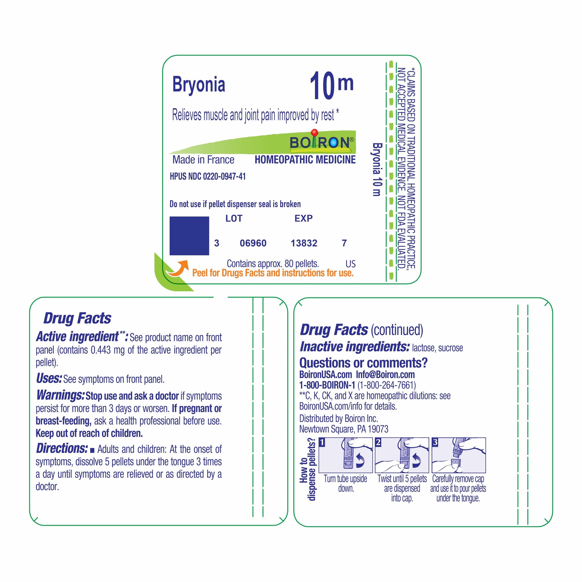 Boiron Bryonia 10M Homeopathic Medicine for Muscle & Joint Pain - 80 Pellets Boiron Au supplements