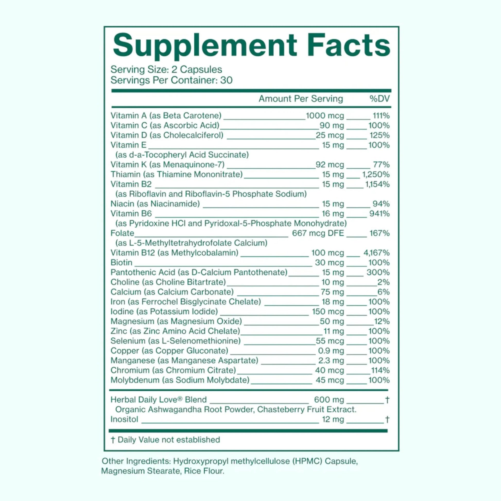 Love Wellness Daily Love Multivitamin for Women | Supports Energy, Cortisol, Immune Health, Stress Relief, & PMS | Complete with Vitamin D, C Love Wellness Au supplements