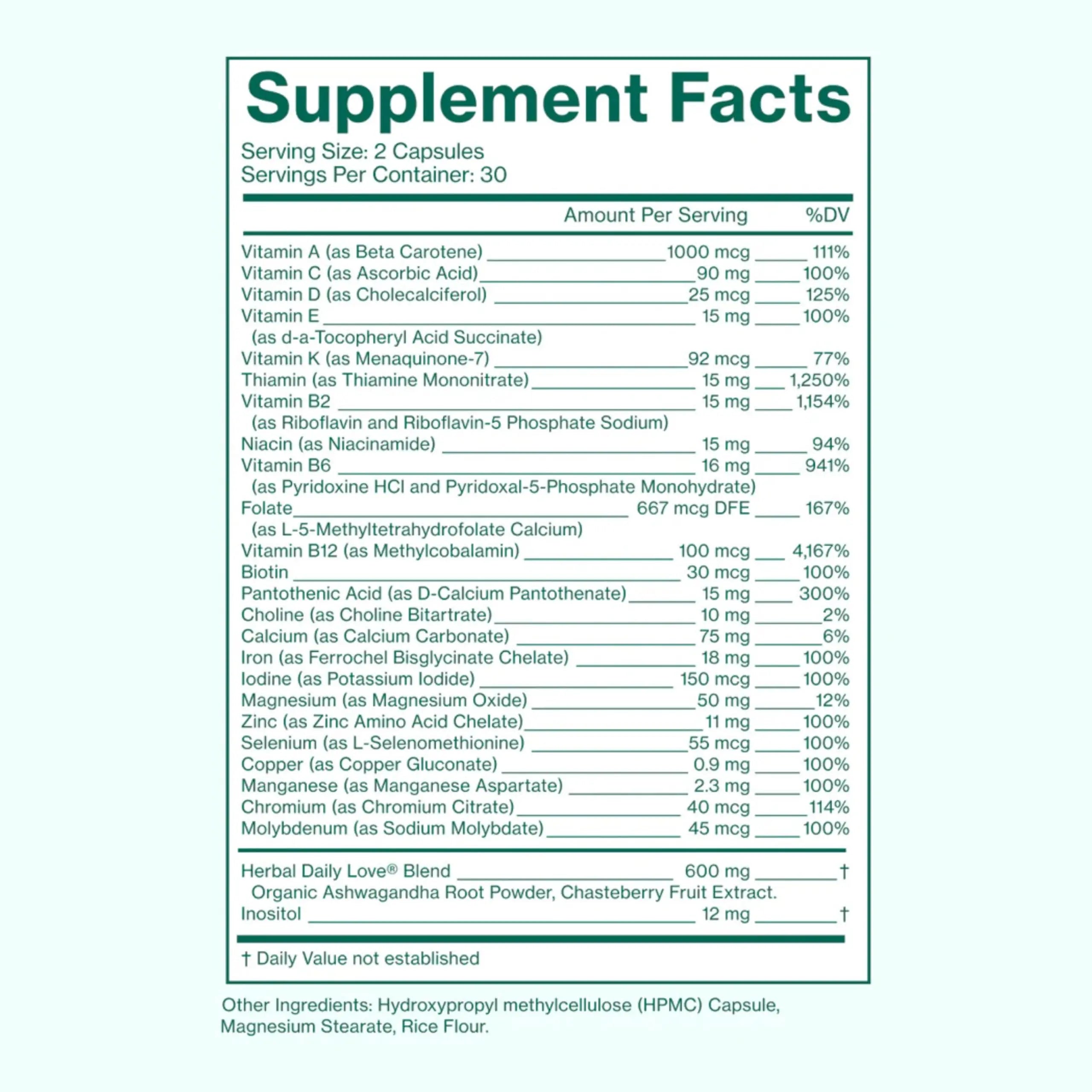 Love Wellness Daily Love Multivitamin for Women | Supports Energy, Cortisol, Immune Health, Stress Relief, & PMS | Complete with Vitamin D, C Love Wellness Au supplements