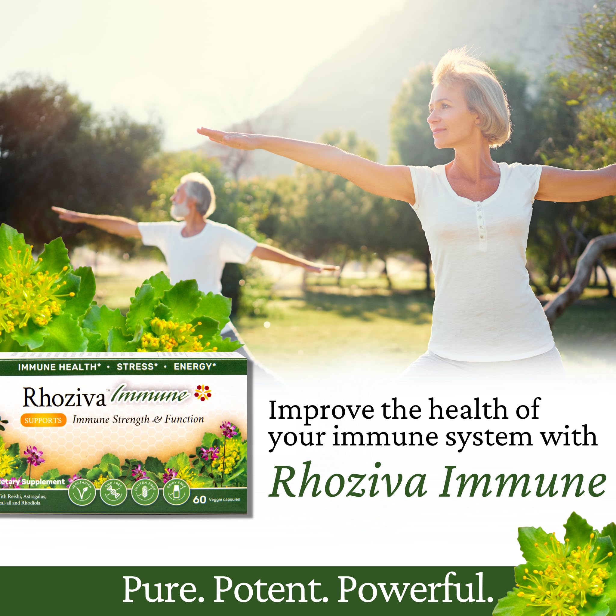 Immune Support, Energy Booster with Vitamin C, D3 and Zinc Supplement, Rhodiola Rosea, Reishi Mushroom Extract, Astragalus, Overall Wellness and Daily Habit - 60 Capsules Rhoziva Au supplements