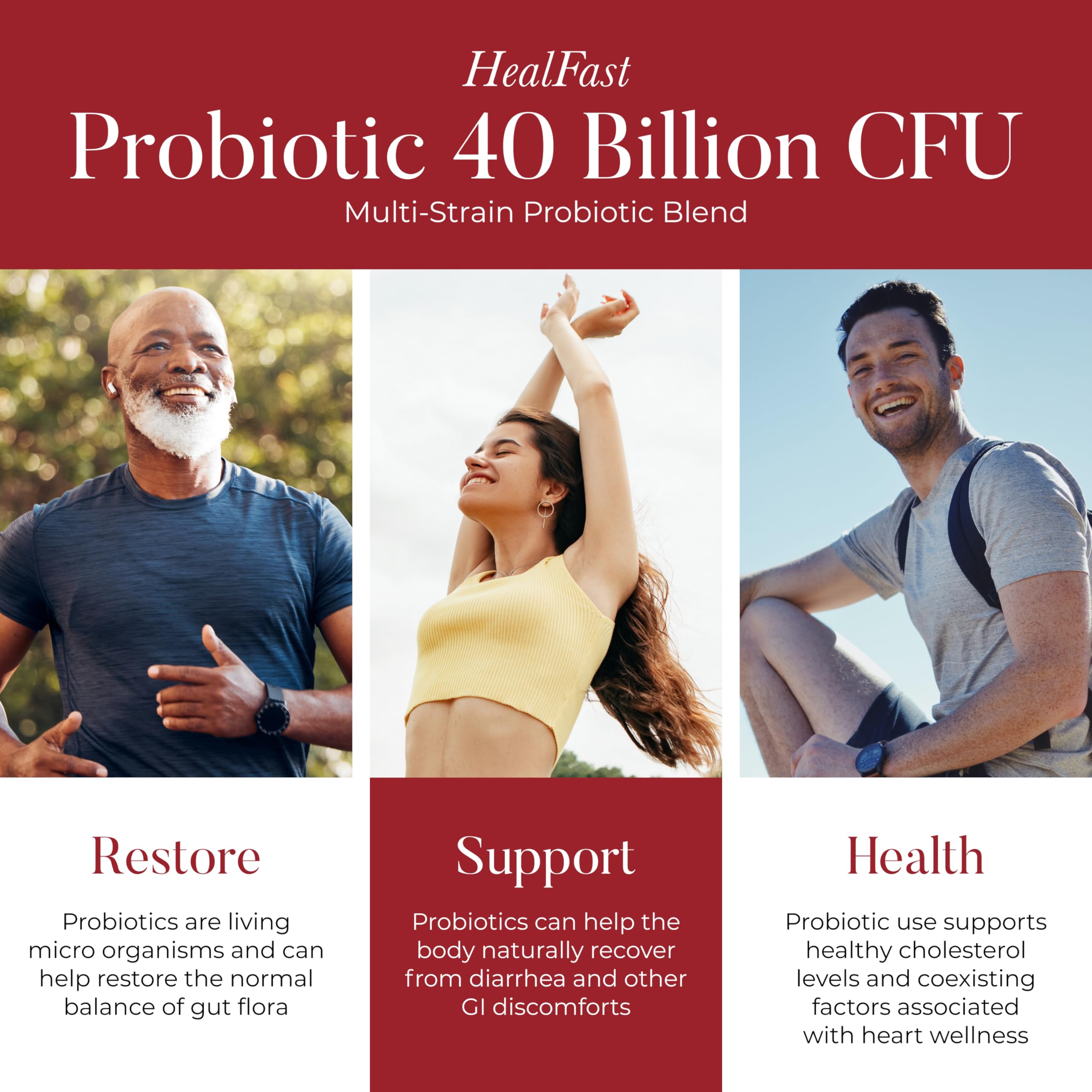 HealFast Physician Formulated Probiotic Supplement - 40 Billion CFU - Live Prebiotics and Probiotics for Men and Women - Probiotics for Gut Health - Non-GMO and Vegan - 30 Day Supply HealFast Au supplements