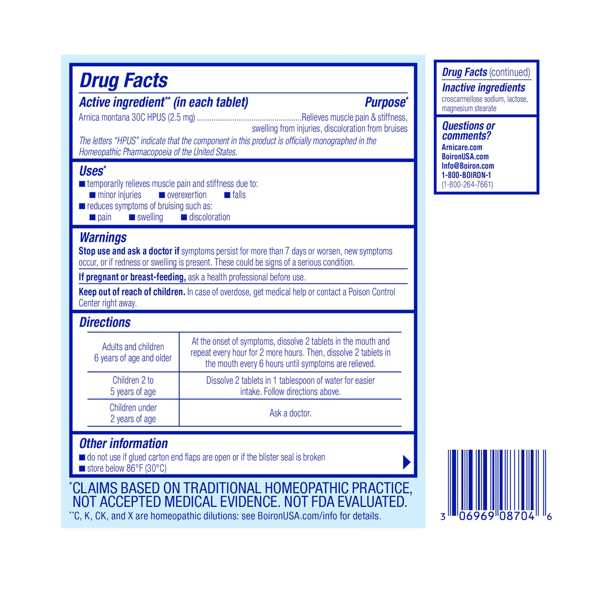 Boiron Arnica 30C Tablets for Pain Relief from Muscle Pain, Joint Soreness, Swelling from Injury or Bruises - 60 Count Boiron Au supplements