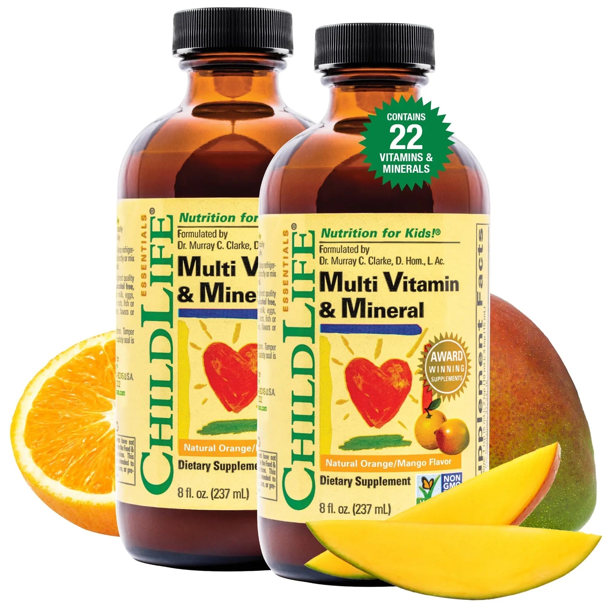CHILDLIFE Essentials Kids Multivitamin & Mineral - Vitamins for Kids, Liquid Multivitamin for Toddler & Baby - Natural Orange & Mango, 8 Fl Oz (Pack of 2) CHILDLIFE ESSENTIALS Au supplements