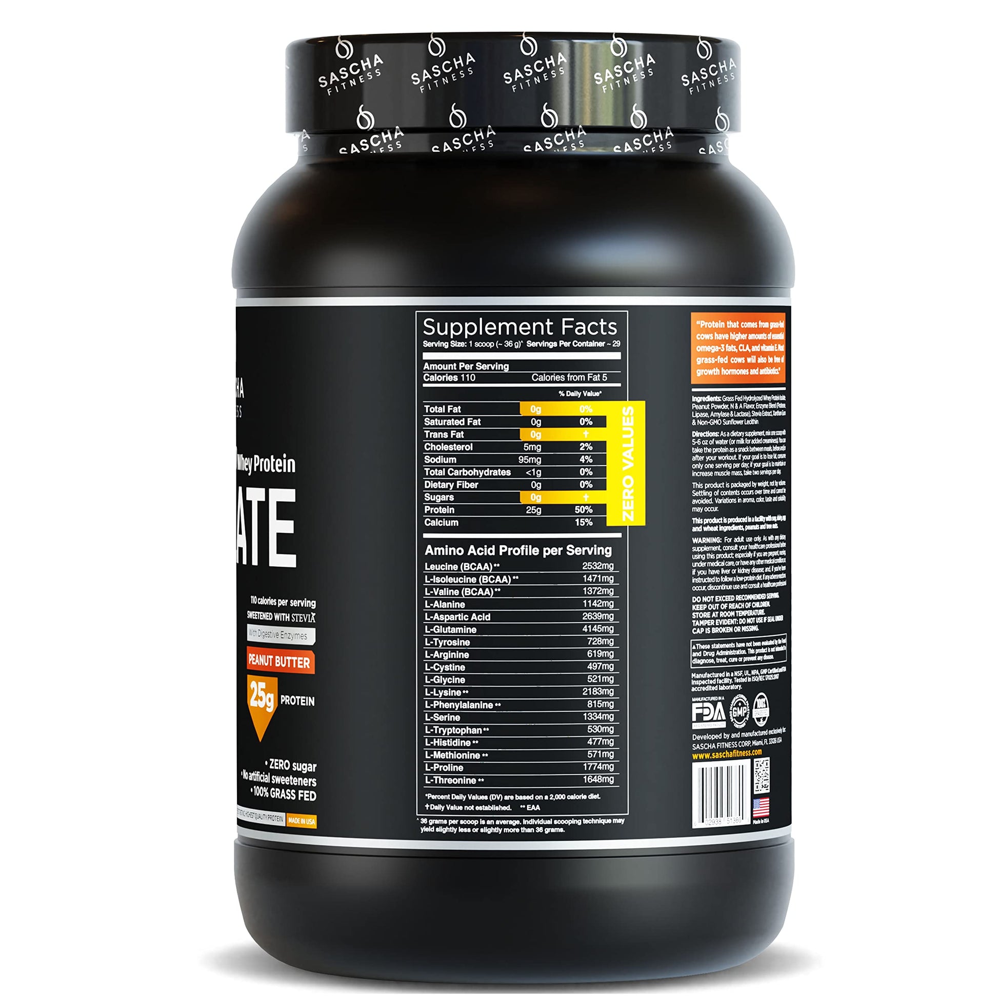 SASCHA FITNESS Hydrolyzed Whey Protein Isolate,100% Grass-Fed ,2.3 Pounds SASCHA FITNESS Au supplements