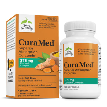 Terry Naturally CuraMed 375mg - Antioxidant Supplement for Brain & Immune Health Support - Dietary Supplement with Curcumin & Turmeric Essential Oil - Herbal Liver Support - 120 Softgels Terry Naturally Au supplements