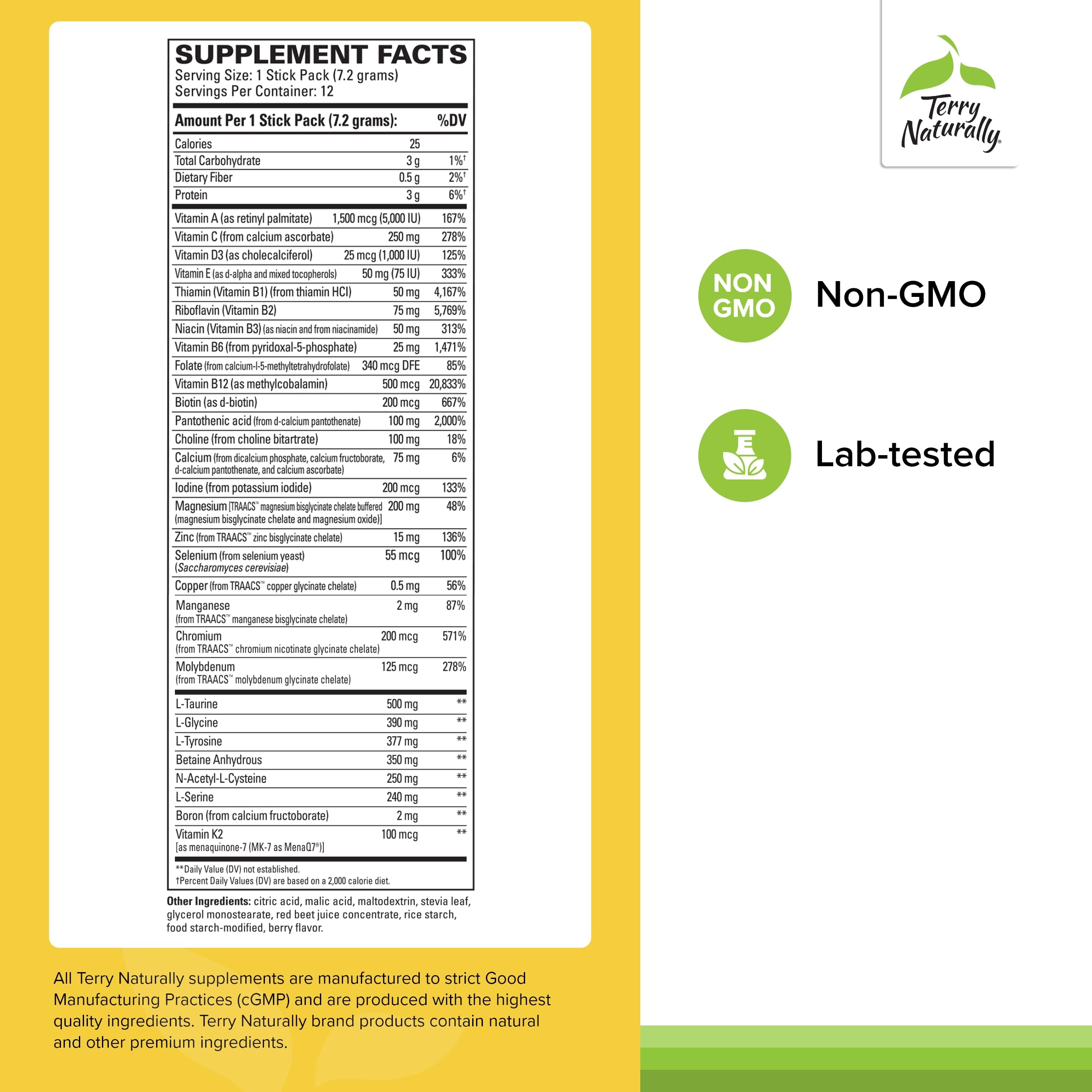 Terry Naturally Fatigued to Fantastic Energy Revitalization - Drink Mix for Energy with L-Tyrosine, Vitamins A, D3, E & B - Supports Heart Health - 12 Individual Packets (12 Servings) Terry Naturally Au supplements