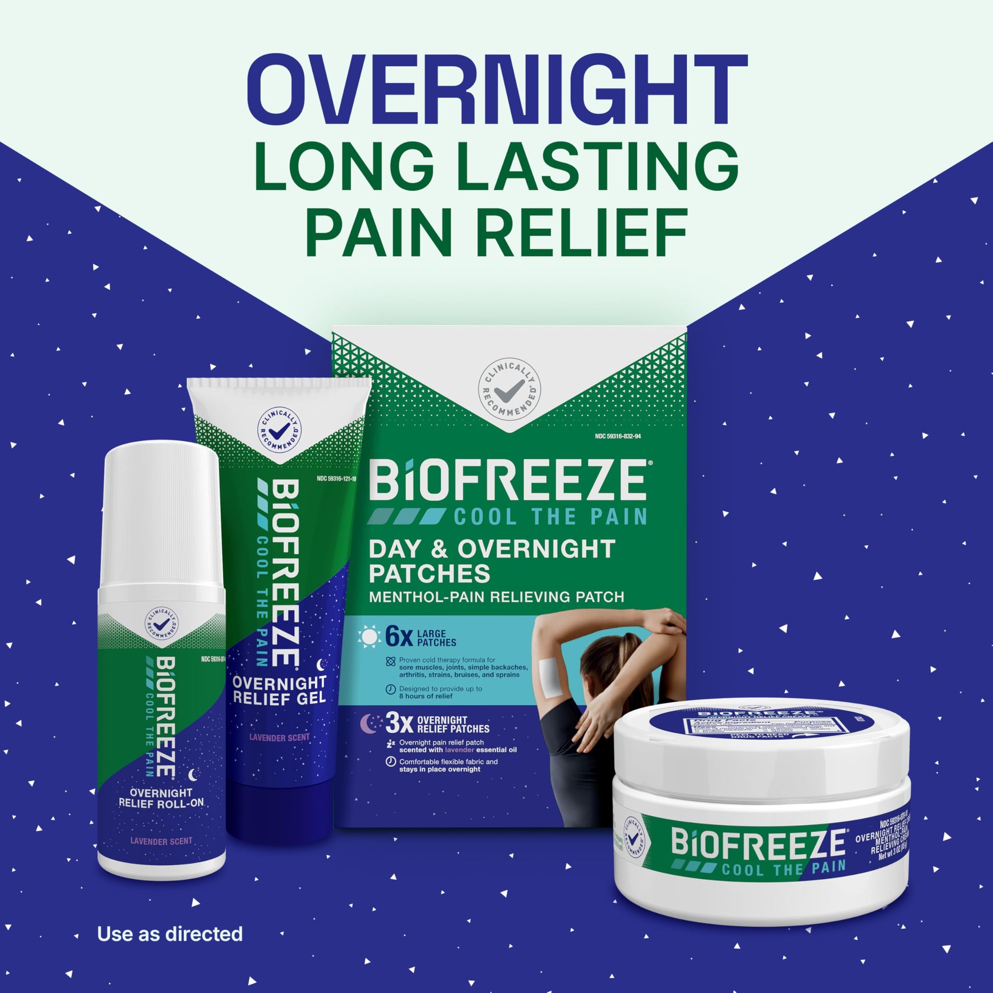 Biofreeze Day & Overnight Pain Relief Patches, Menthol Pain Patches for Arthritis & Muscle Pain Relief, Comfortable & Flexible Fabric Stays in Place, 9 Patches (6 Day, 3 Night) Biofreeze Au supplements