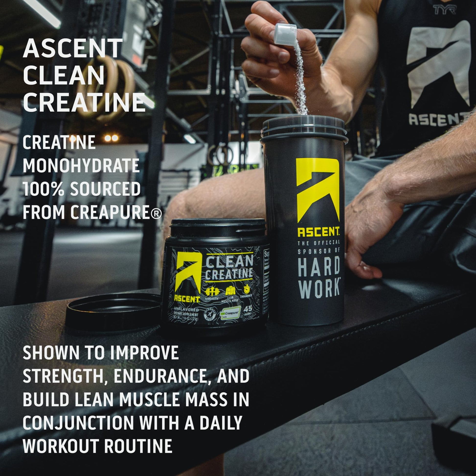 Ascent Clean Creatine Monohydrate Powder - 5G Per Serving, Creapure Creatine Supple Ascent Au supplements