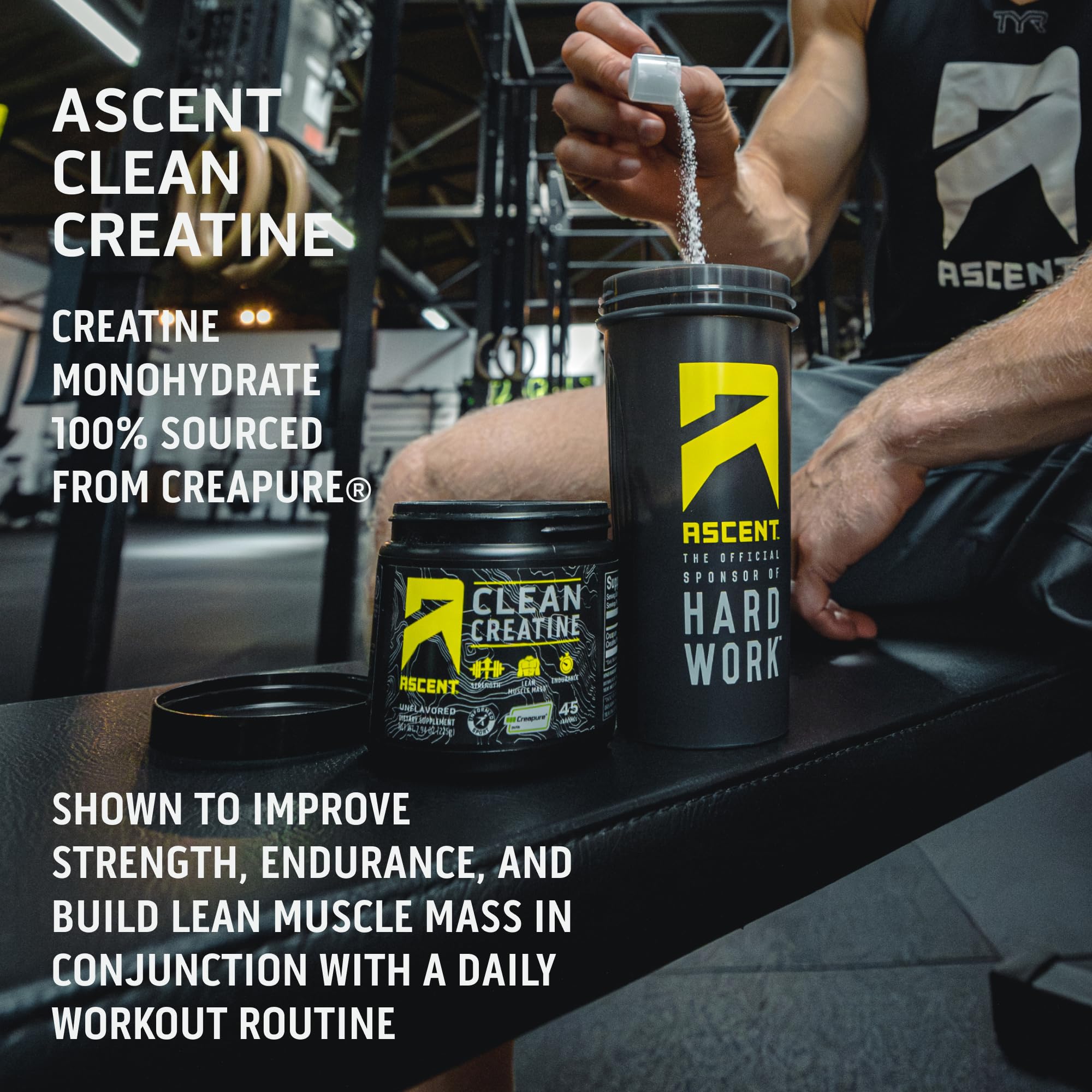 Ascent Clean Creatine Monohydrate Powder - 5G Per Serving, Creapure Creatine Supple Ascent Au supplements