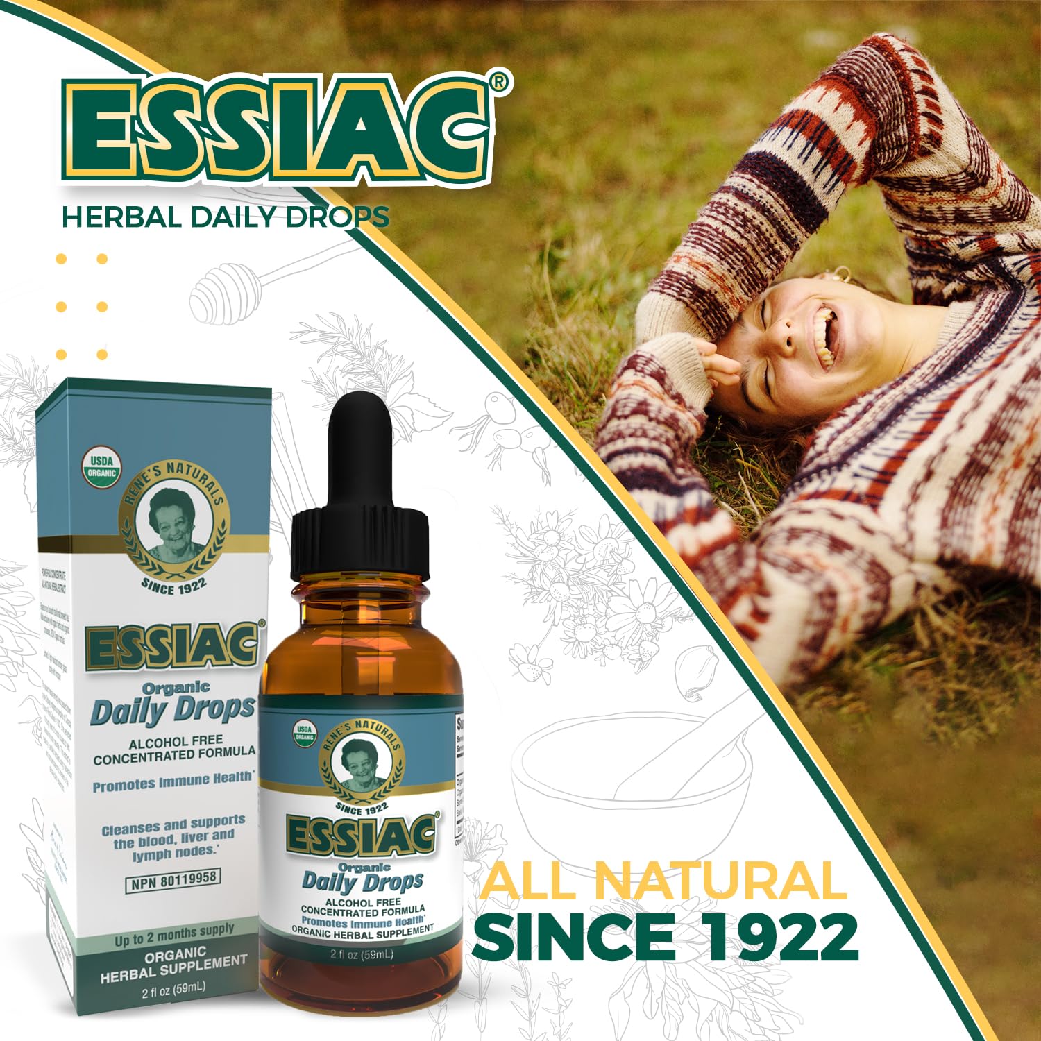 Essiac All-Natural Tea Powder & Organic Wild-Crafted Daily Drops | Detoxify Liver, Blood & Lymph Node Essiac Au supplements