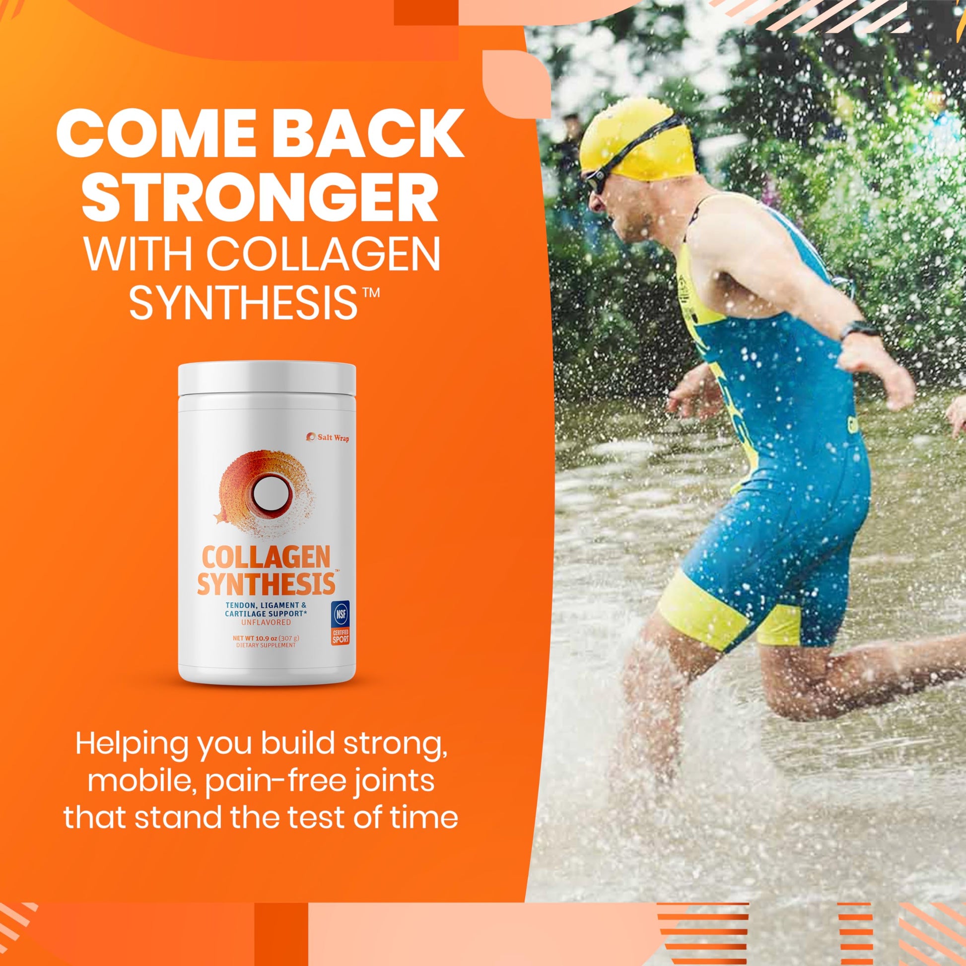 SaltWrap Collagen Synthesis - Collagen Peptides for Joints with Fortigel, Tendoforte, Best Collagen Powder for Tendons, Ligaments, and Cartilage Recovery and Repair, NSF Certified for Sport SaltWrap Au supplements