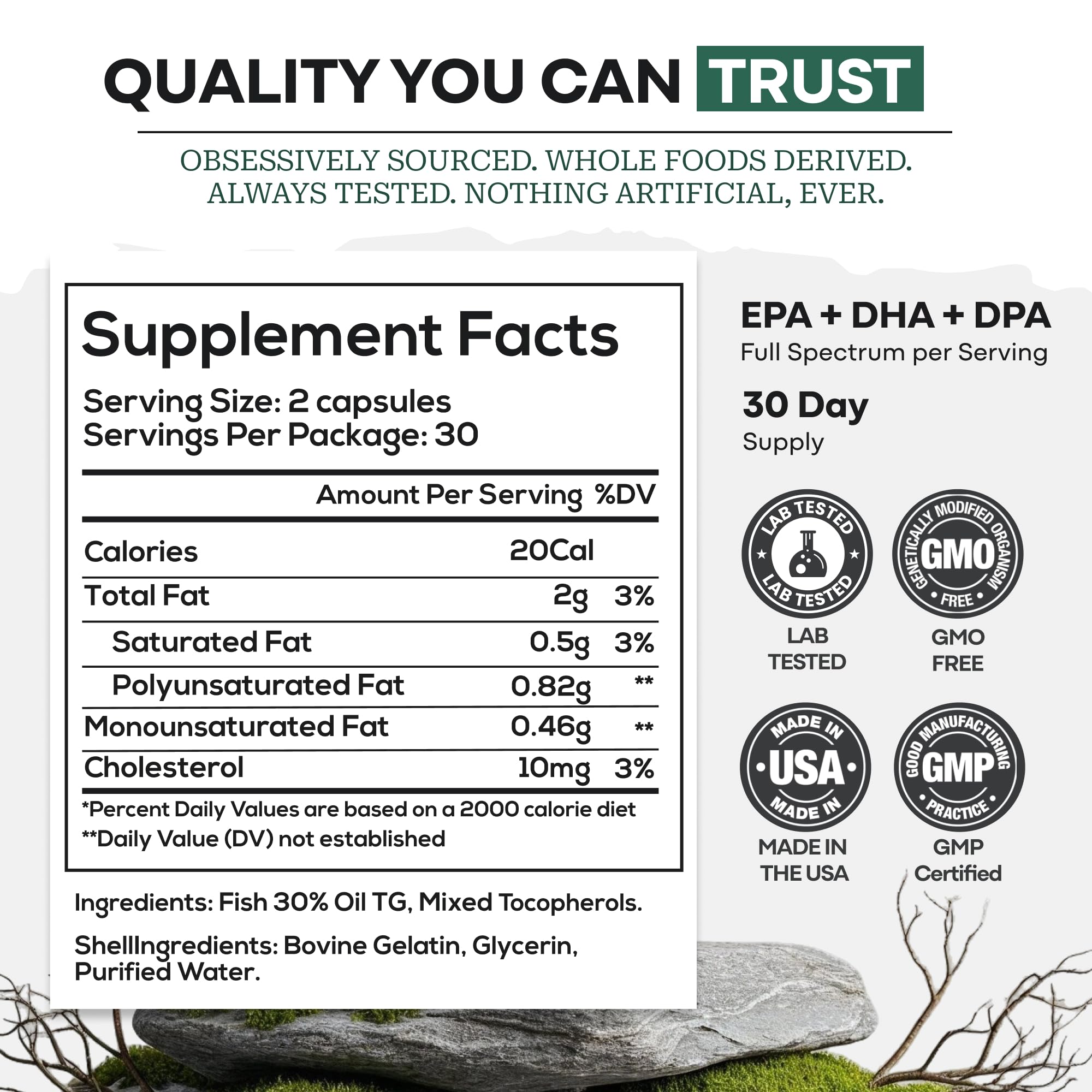 Wild Foods Fish Oil Omega 3 Supplements | 1600 mg | Highly-Potent: DPA, DHA, EPA | Burpless, Odorless, Non-GMO, Gluten Free | For Brain & Heart Health, Joint Support | 60 Capsules (1 pk) | 30 Servings Wild Foods Au supplements