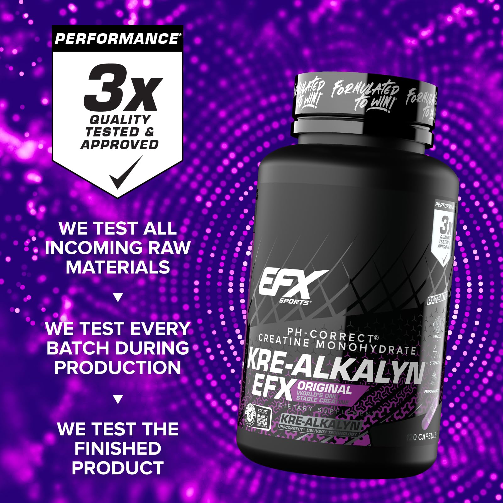 EFX Sports Kre-Alkalyn EFX | pH Correct Creatine Monohydrate Pill Supplement | Strength, Muscle Growth & Performance | 60 Servings, 120 Capsules EFX Sports Au supplements