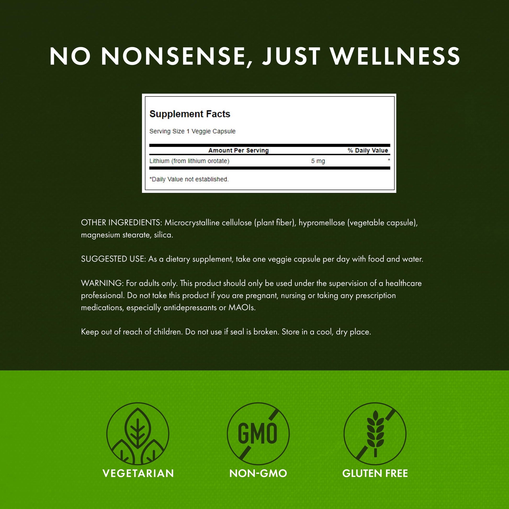 Swanson Lithium Orotate Mood and Memory Support Supplement for Stress-Prone Adults Seeking Emotional Wellness - 5 mg Elemental Lithium (60 Veggie Capsules) Swanson Au supplements