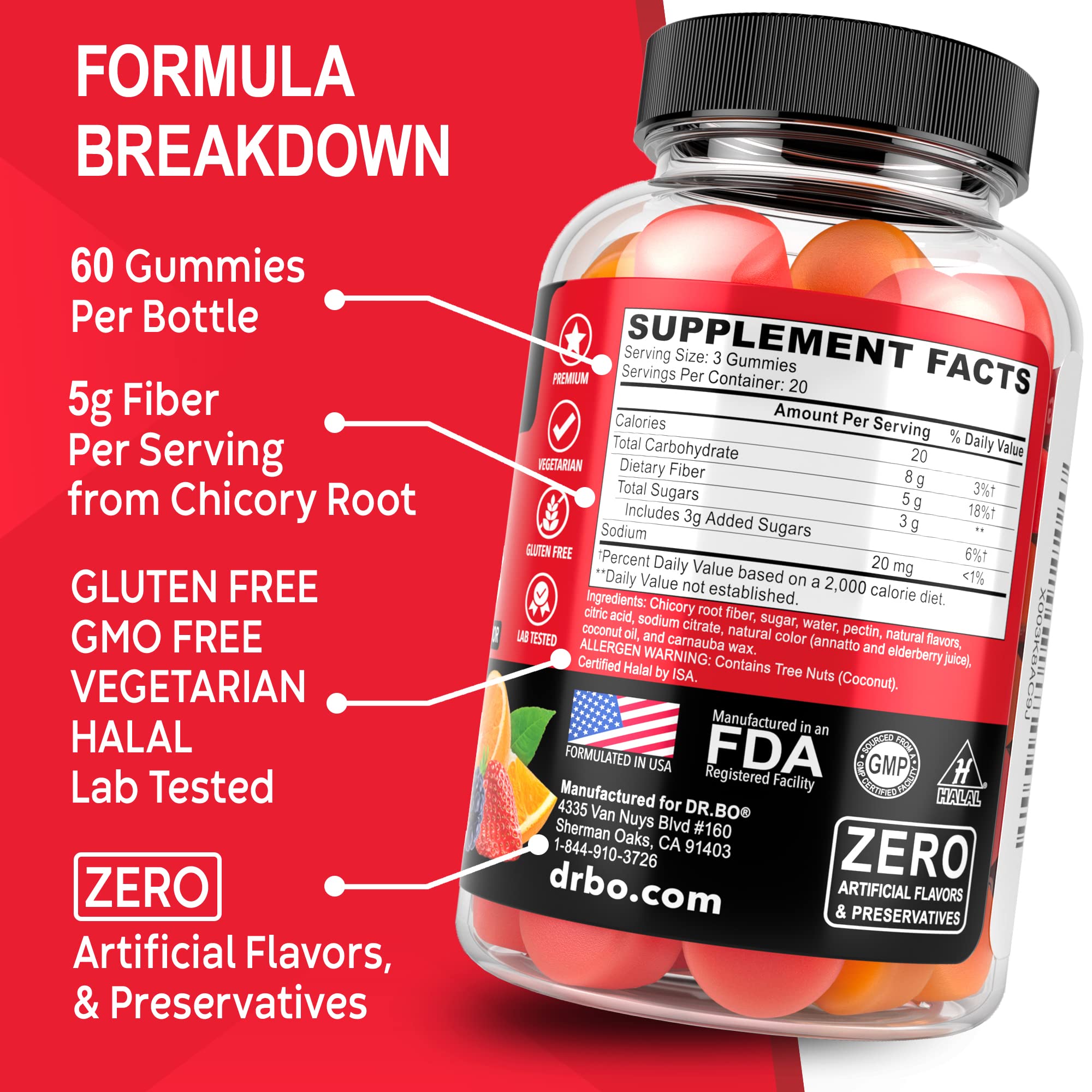 Fiber Gummies for Adults & Kids - Tasty Gummy Prebiotic Fiber Supplement for Max Digest DR. BO Au supplements