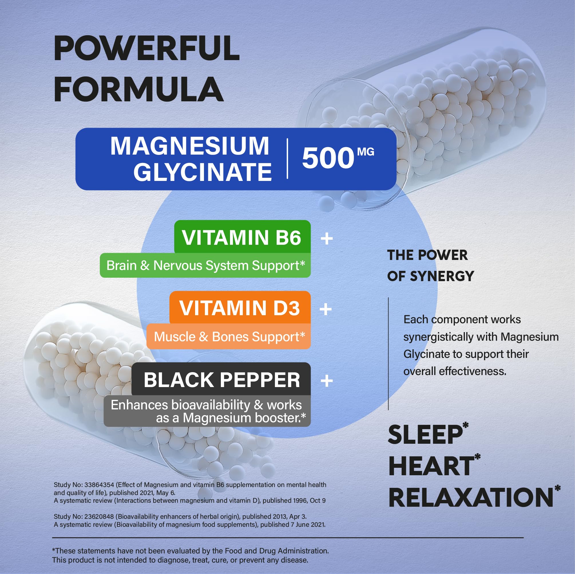 Magnesium Glycinate 500 mg - Chelated Supplement - High Absorption Form of Magnesium - Support for Sleep, Muscle & Heart Health - Made in USA, Lab Tested & Non-GMO - 120 Capsules NUTRAHARMONY Au supplements