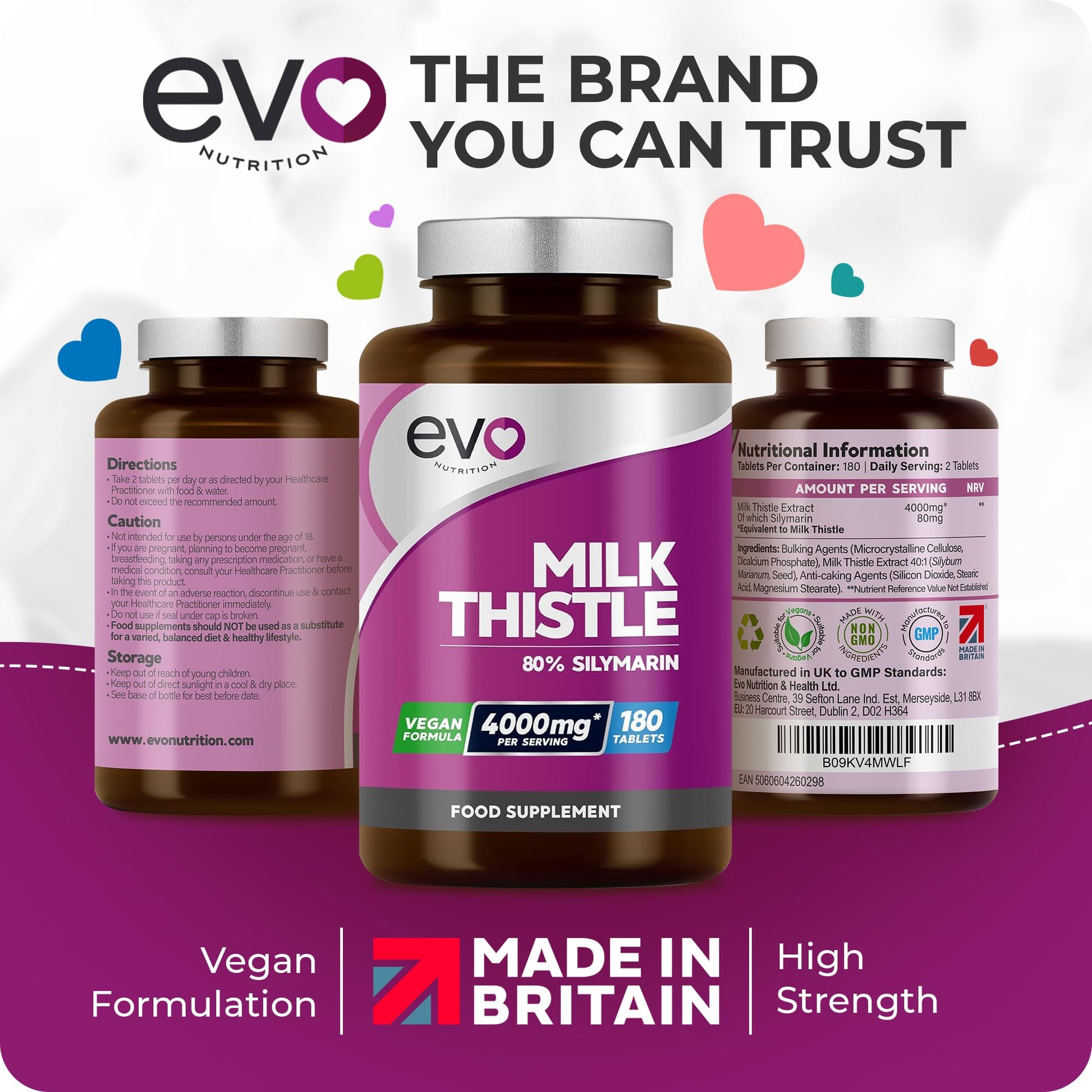 Milk Thistle Tablets 4000mg | 80% Silymarin | 180 Tablets | High Strength Vegan Supple EVO NUTRITION Au supplements
