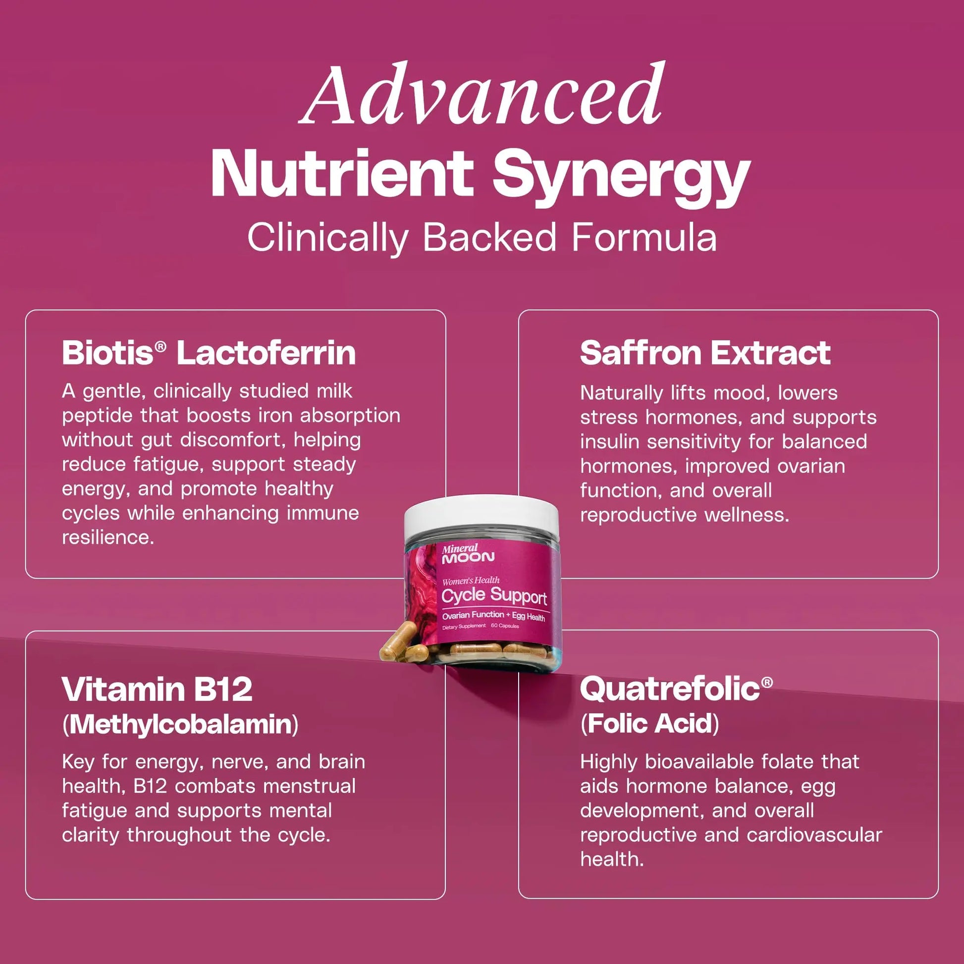 Mineral Moon Hormonal Support Bundle - Menstrual Supplement + Cycle Support - Aid Ovulation, Hormonal Balance & PMS Support - Reduce Period Cramps & Fatigue - Antioxidant Ovarian Support Vitamins Mineral Moon Au supplements
