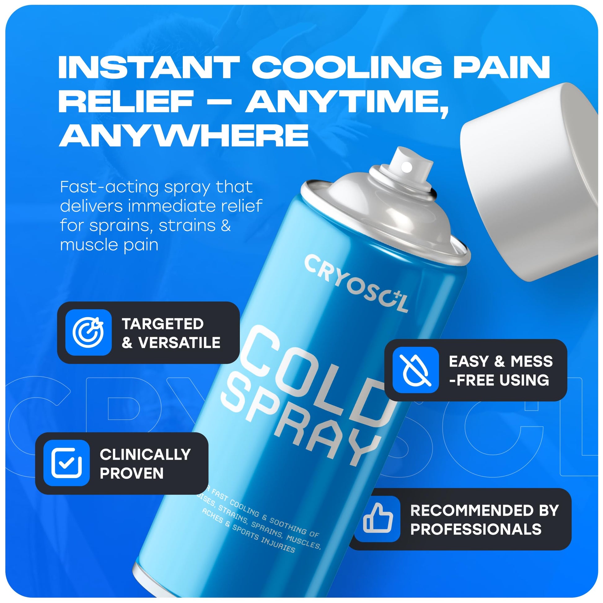 CRYOSOL Freeze Spray for Rapid Relief Anywhere - Pain Relief Spray for Sprains, Strains, Bruises, Aches and Sports Injuries - Cryotherapy for Instant Cooling Relief - 200ml / 6.76 fl oz Venture Healthcare Au supplements
