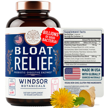 Bloat Relief Probiotic and Digestive Enzymes - Anti Bloating Turmeric, Fennel, Bromelain IBS WINDSOR BOTANICALS Au supplements