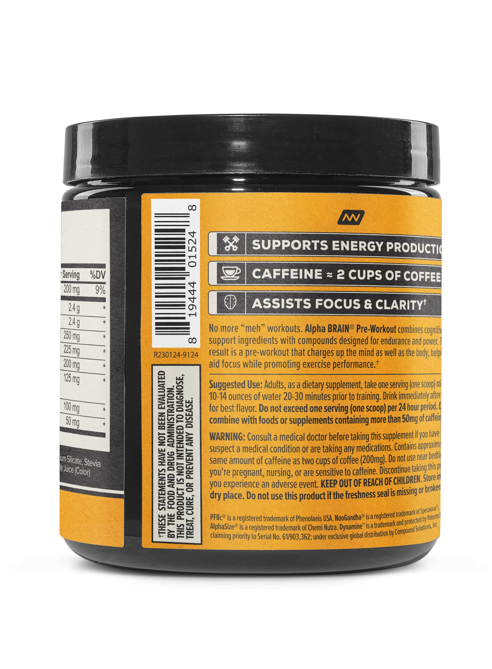ONNIT Alpha Brain Pre-Workout - Yuzu Peach (20 Serving Tub) ONNIT Au supplements