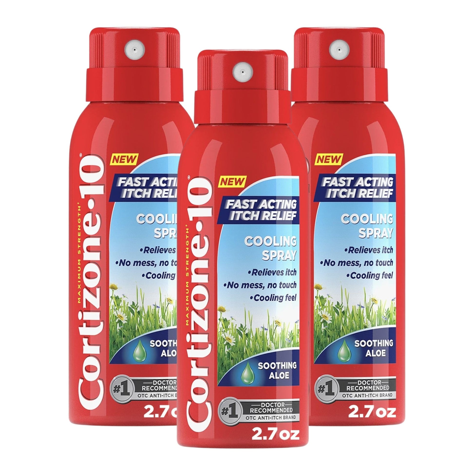 Cortizone-10 Maximum Strength Soothing Aloe Itch Relief Cooling Spray, 1% Hydrocortisone, Fast-Acting, Anti-Itch Spray for Bug Bites, Rash, Eczema, Psoriasis, Poison Ivy, Oak, Sumac, 2.7 oz 3-Pack Cortizone 10 Au supplements