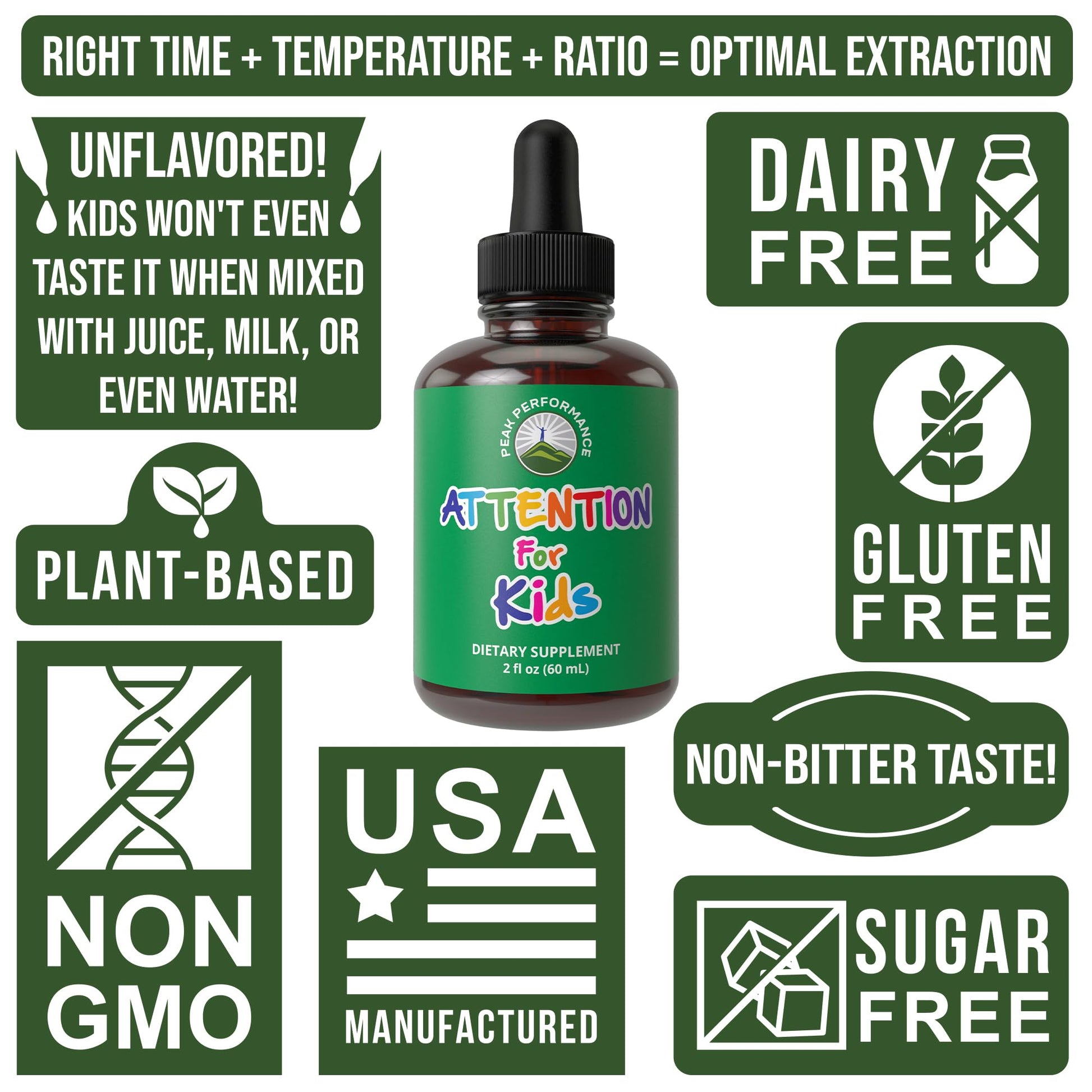 Kids Focus Drops. Attention Deficit Liquid Supplement for Concentration, Attention, Brain, Memory. No Bitter Taste. Natural Non-Habit Forming Sugar Free 7-in-1 Vegan Nootropic for Children, Teenagers Peak Performance Au supplements
