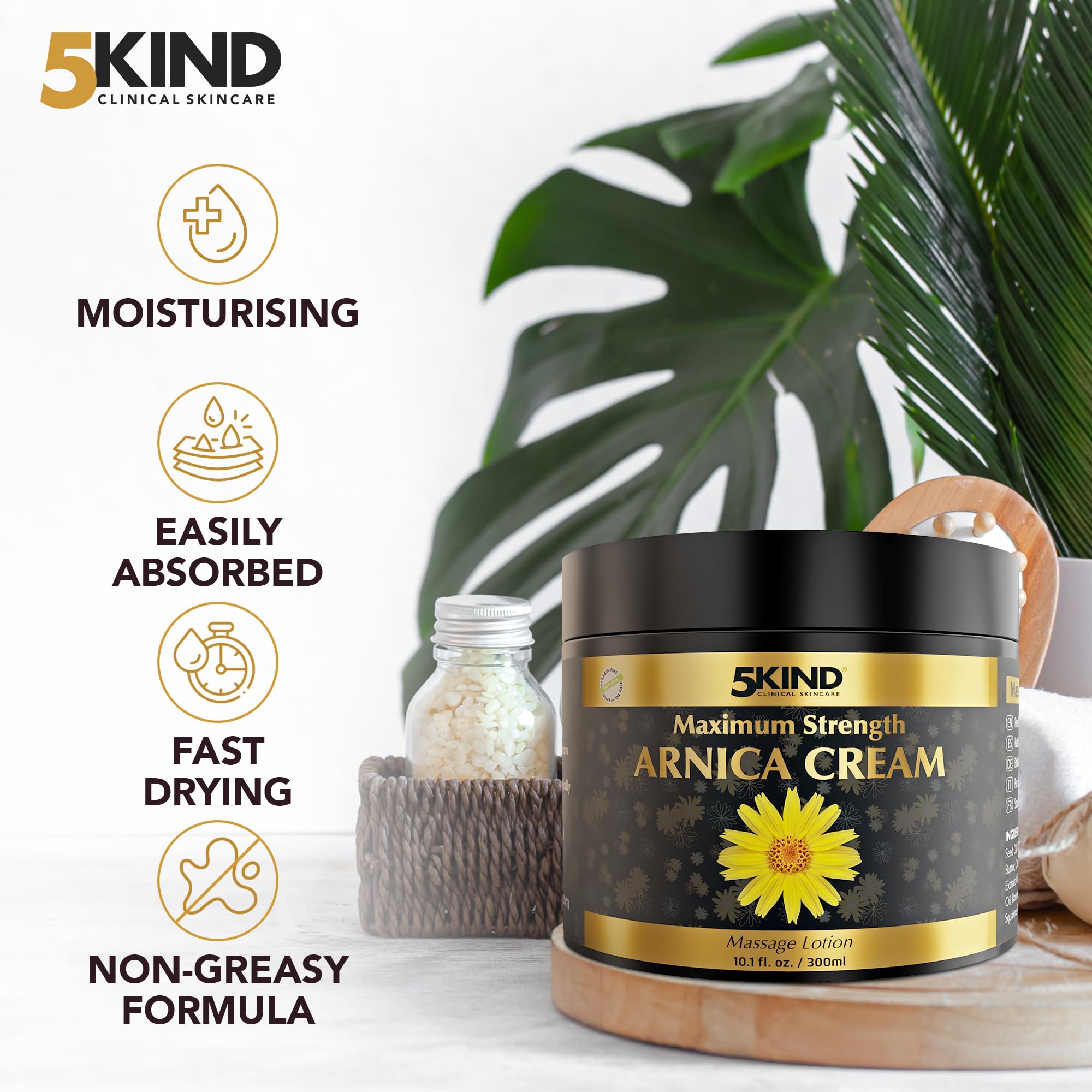 5kind Extra Strong Arnica Cream for Bruising and Swelling 10.1 Fl Oz - Arnica Bruise Cream Extra Strength Fast Healing Thin Skin - High Concentration Arnica Montana Extract for Bruises-Natural Formula 5kind clinical skincare Au supplements