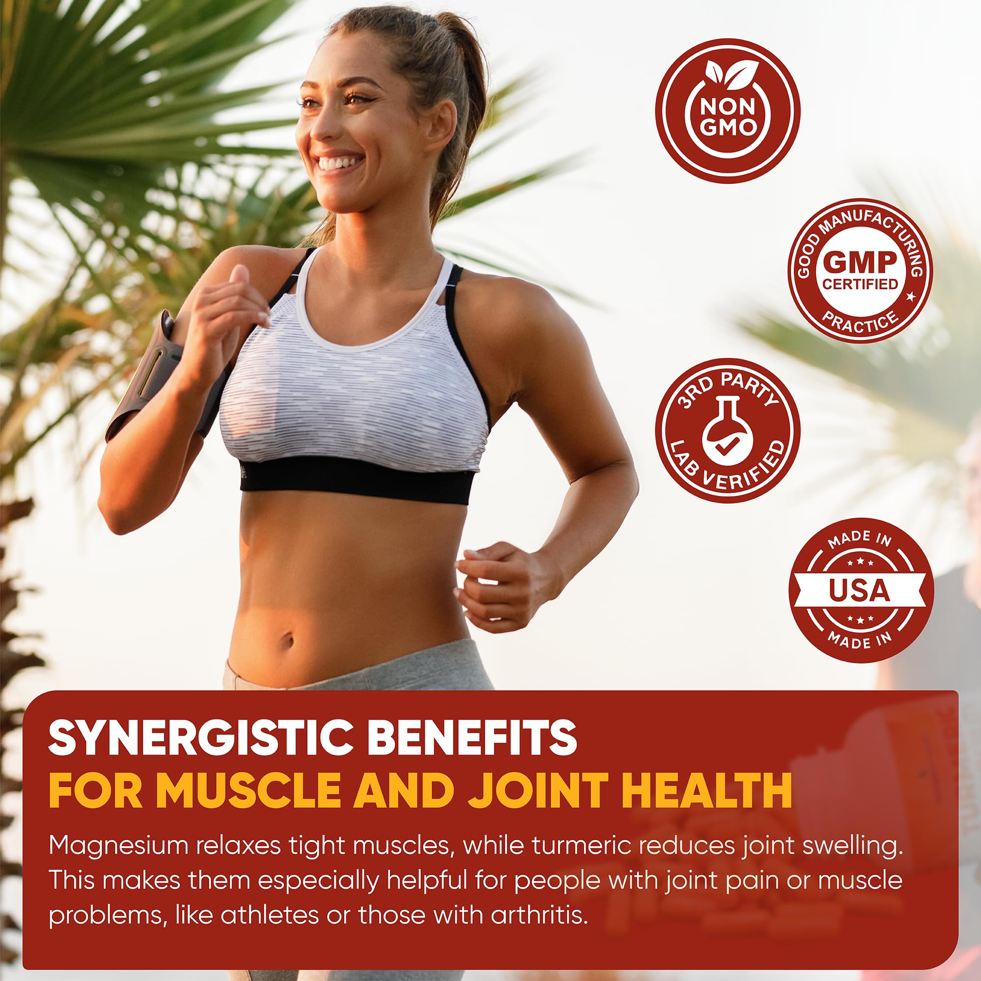 Turmeric Tranquility Turmeric Curcumin & Magnesium Glycinate with BioPerine – Support for Stress Relief, Sleep, Heart Health, Muscles, Metabolism, and Joint Health* - High Absorption - 90 Capsules (1) Nutriganix Au supplements
