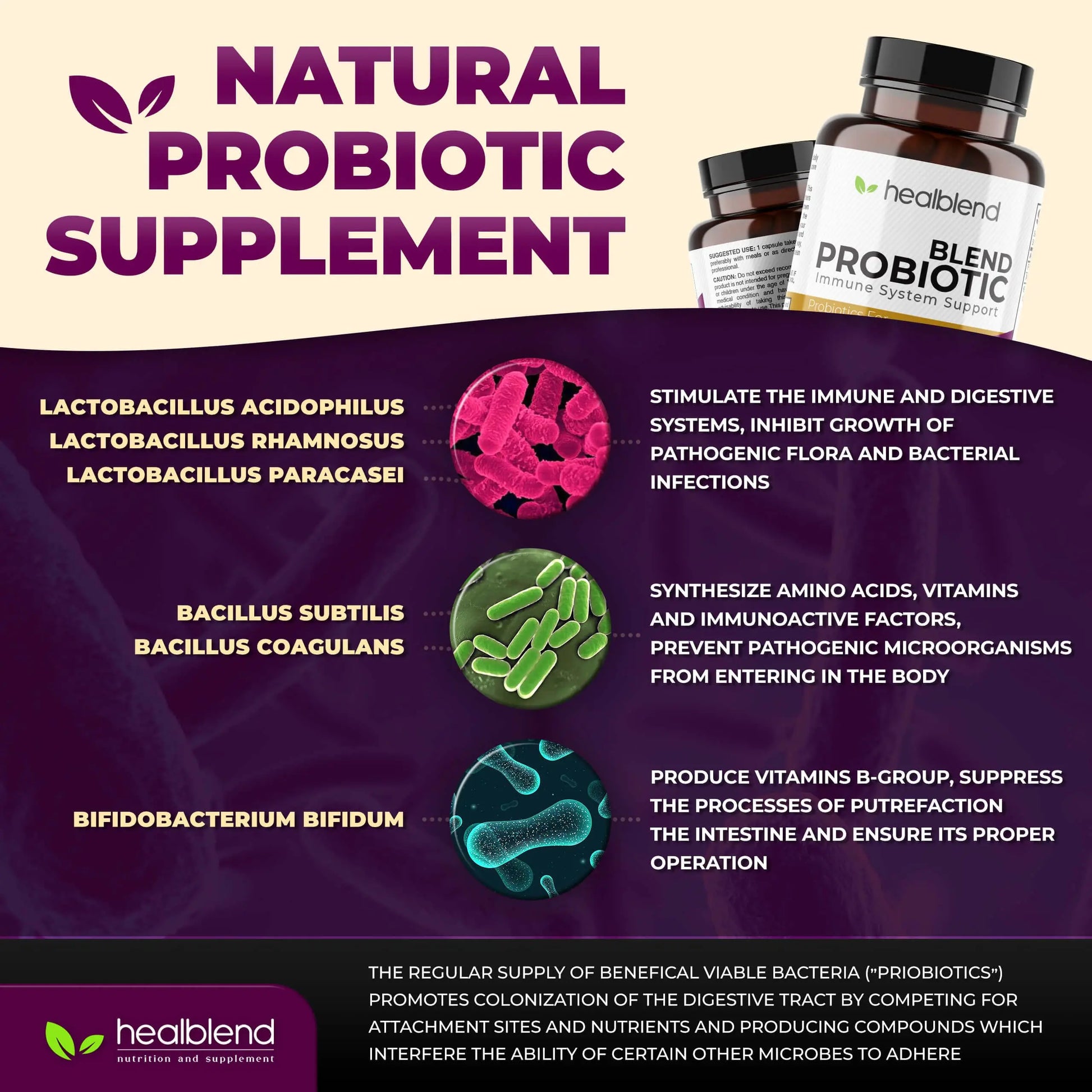 healblend Probiotic Caps Dietary Supplement Capsules, Probiotic for Women and for Men Digestive Health, Immune System Support, Non-GMO, Gluten-Free, 120 Veg Caps healblend Au supplements